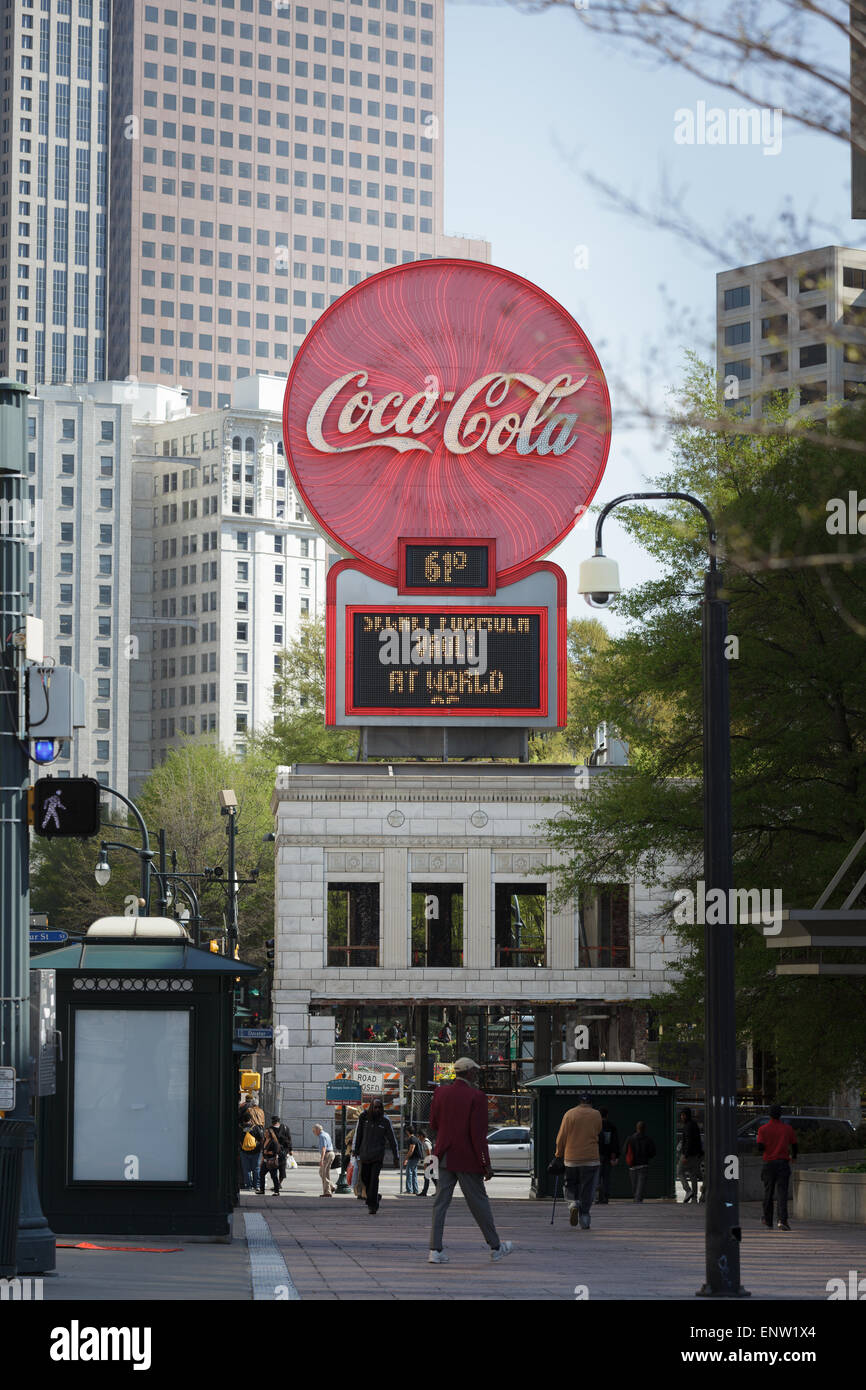 Coca-Cola advertising in its home, downtown Atlanta, Georgia, USA Stock Photo