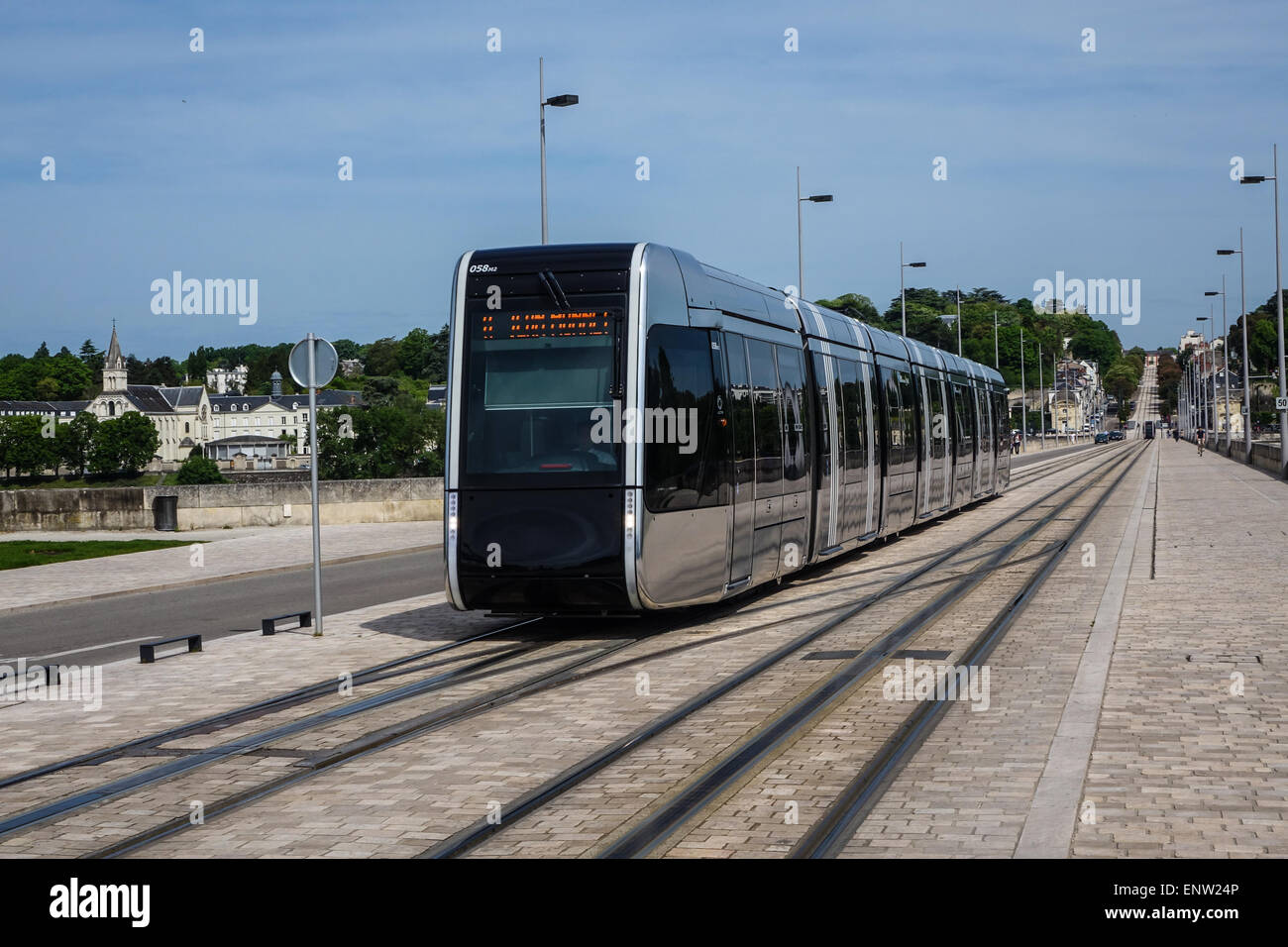 Tramway and trams in Tours, France Stock Photo - Alamy