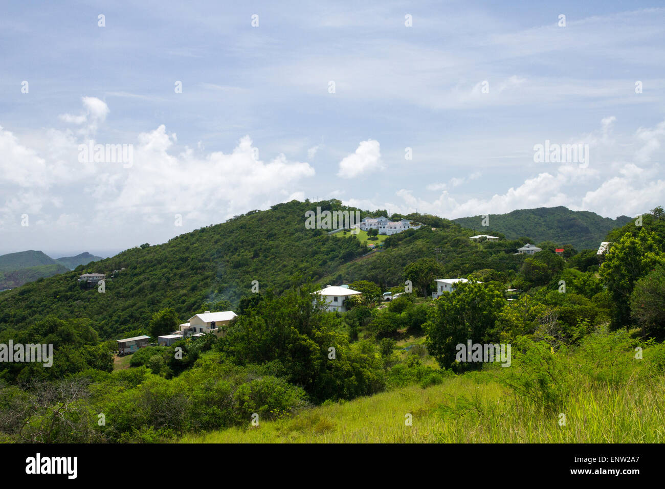Island of St Vincent homes in the hills Stock Photo Alamy
