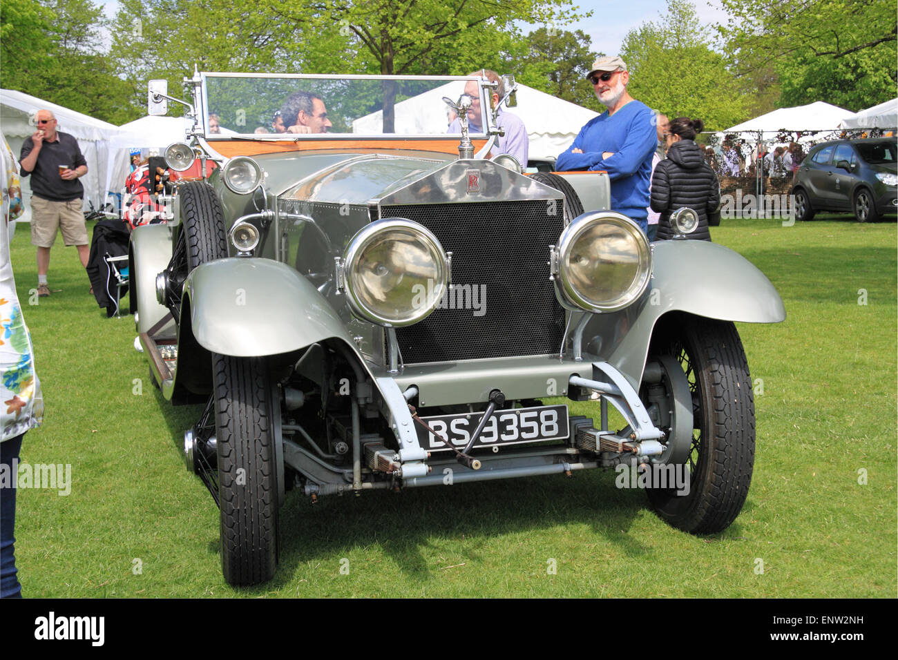 1924 Rolls-Royce Silver Ghost Tourer. Chestnut Sunday, 10th May 2015. Bushy Park, Hampton Court, London Borough of Richmond, England, Great Britain, United Kingdom, UK, Europe. Vintage and classic vehicle parade and displays with fairground attractions and military reenactments. Credit:  Ian Bottle / Alamy Live News Stock Photo