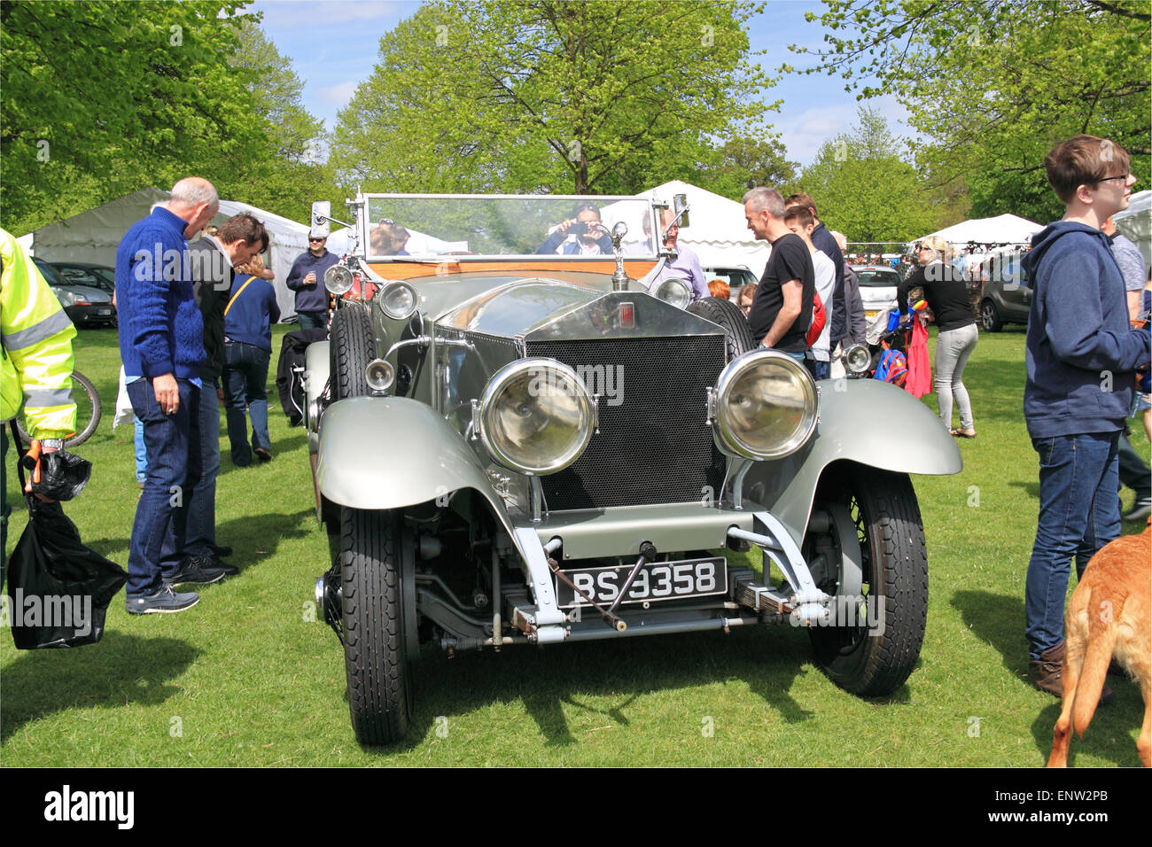1924 Rolls-Royce Silver Ghost Tourer. Chestnut Sunday, 10th May 2015. Bushy Park, Hampton Court, London Borough of Richmond, England, Great Britain, United Kingdom, UK, Europe. Vintage and classic vehicle parade and displays with fairground attractions and military reenactments. Credit:  Ian Bottle / Alamy Live News Stock Photo