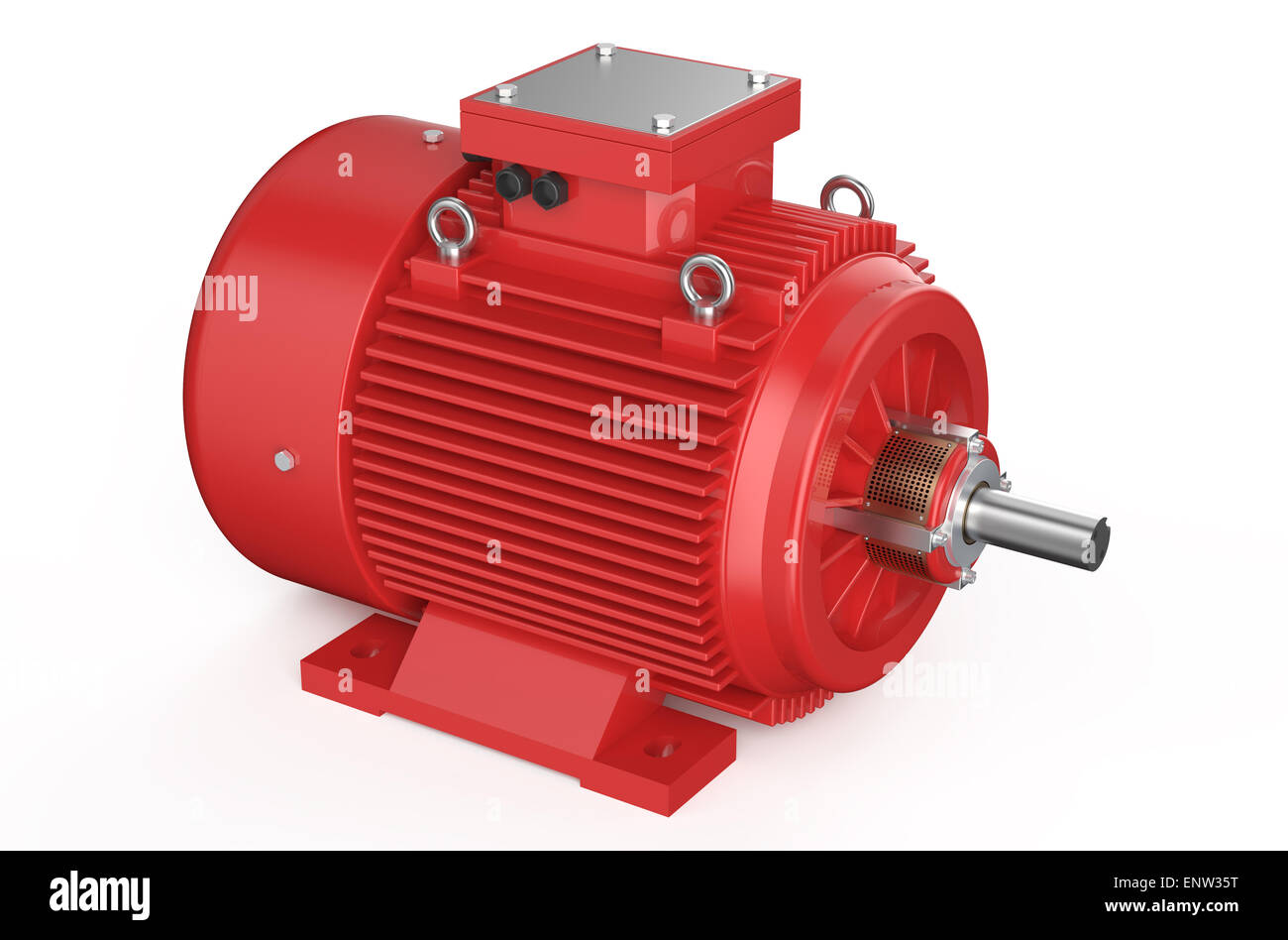 red industrial electric motors isolated on white background Stock Photo