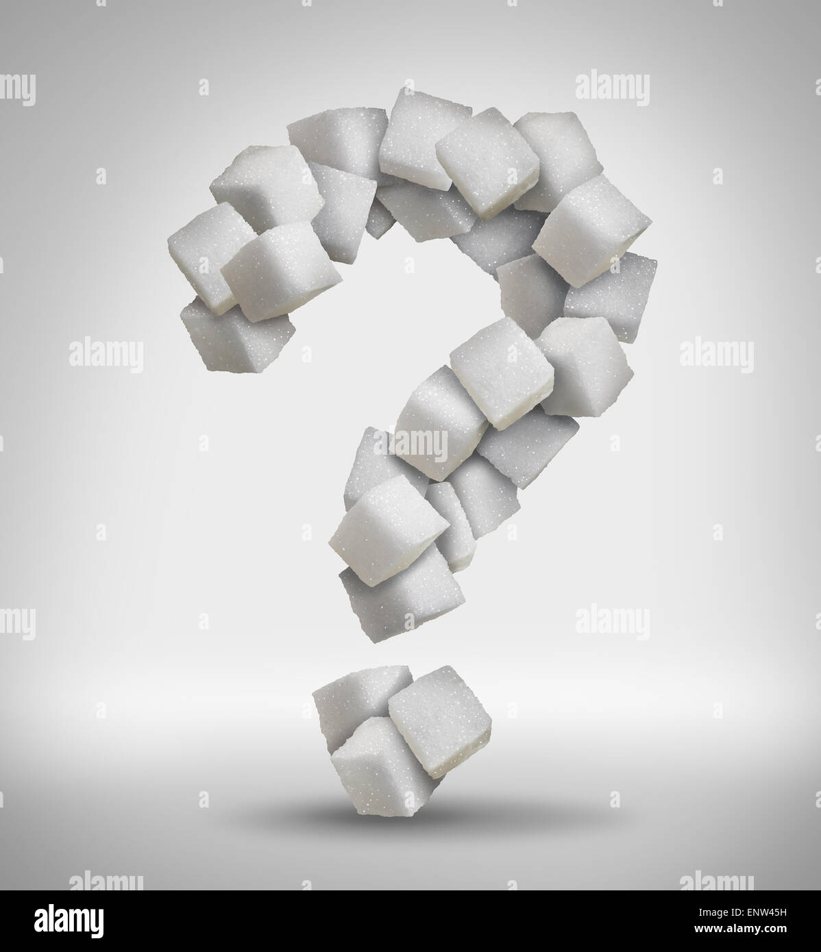 Sugar questions concept sweet food ingredient with a close up of a pile ...