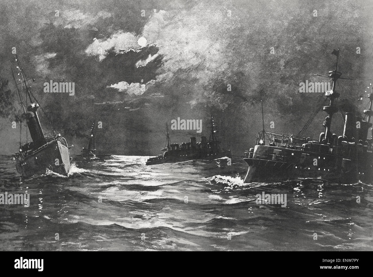 Evolutions of the North Atlantic Squadron at Night - "Head of Column ...