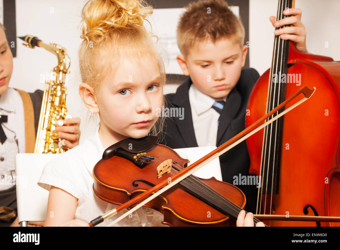 Group Of Children Playing Musical Instruments Stock Photo Alamy