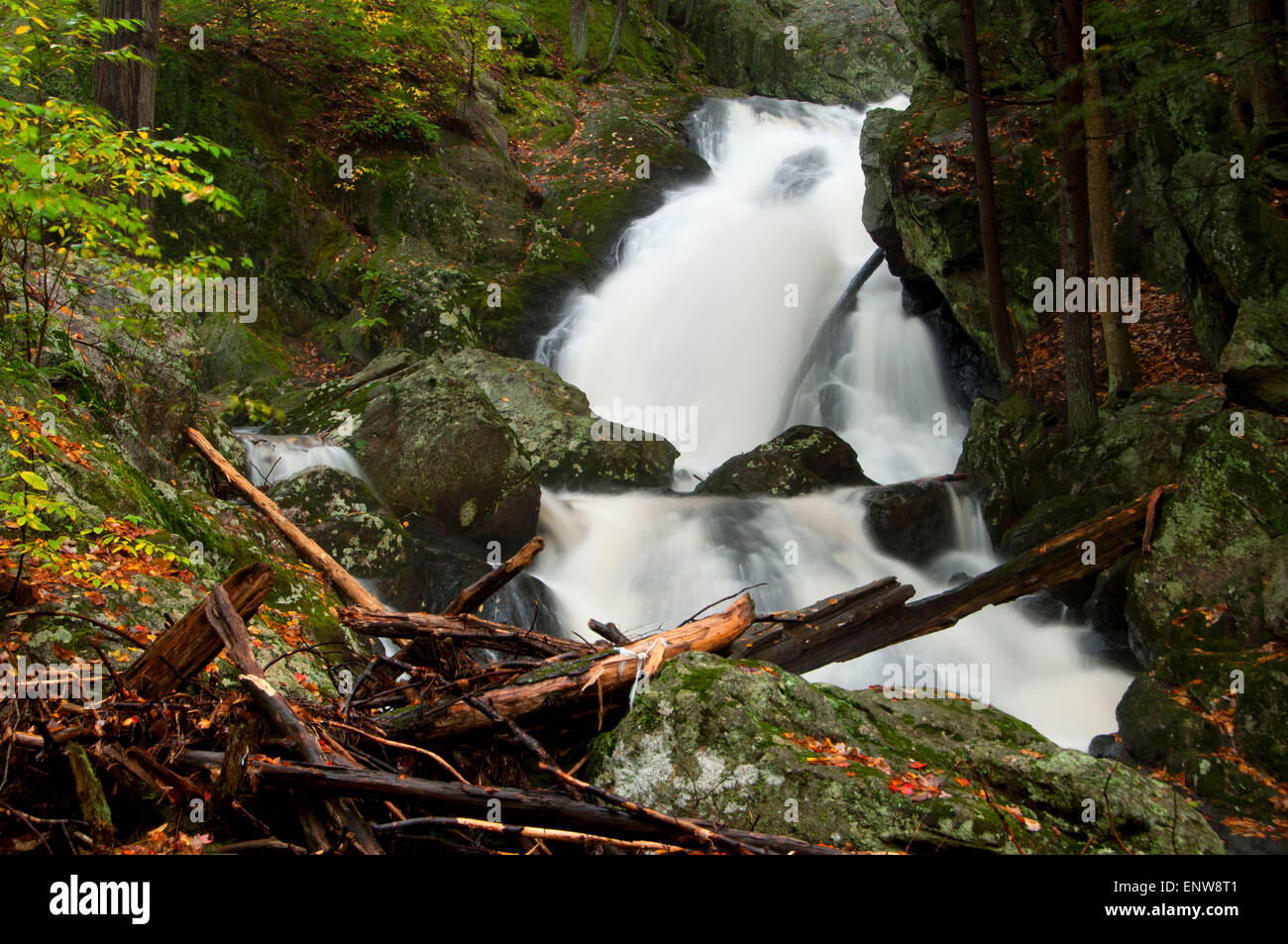 Buttermilk Falls, Buttermilk Falls Preserve, Connecticut Stock Photo