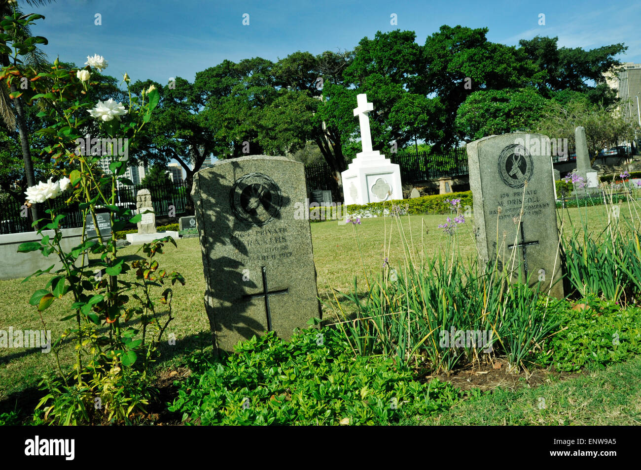 History, graves of British soldiers that died in Durban, South Africa, military service, wars, cemetery, memorial, remembrance, historical, travel Stock Photo