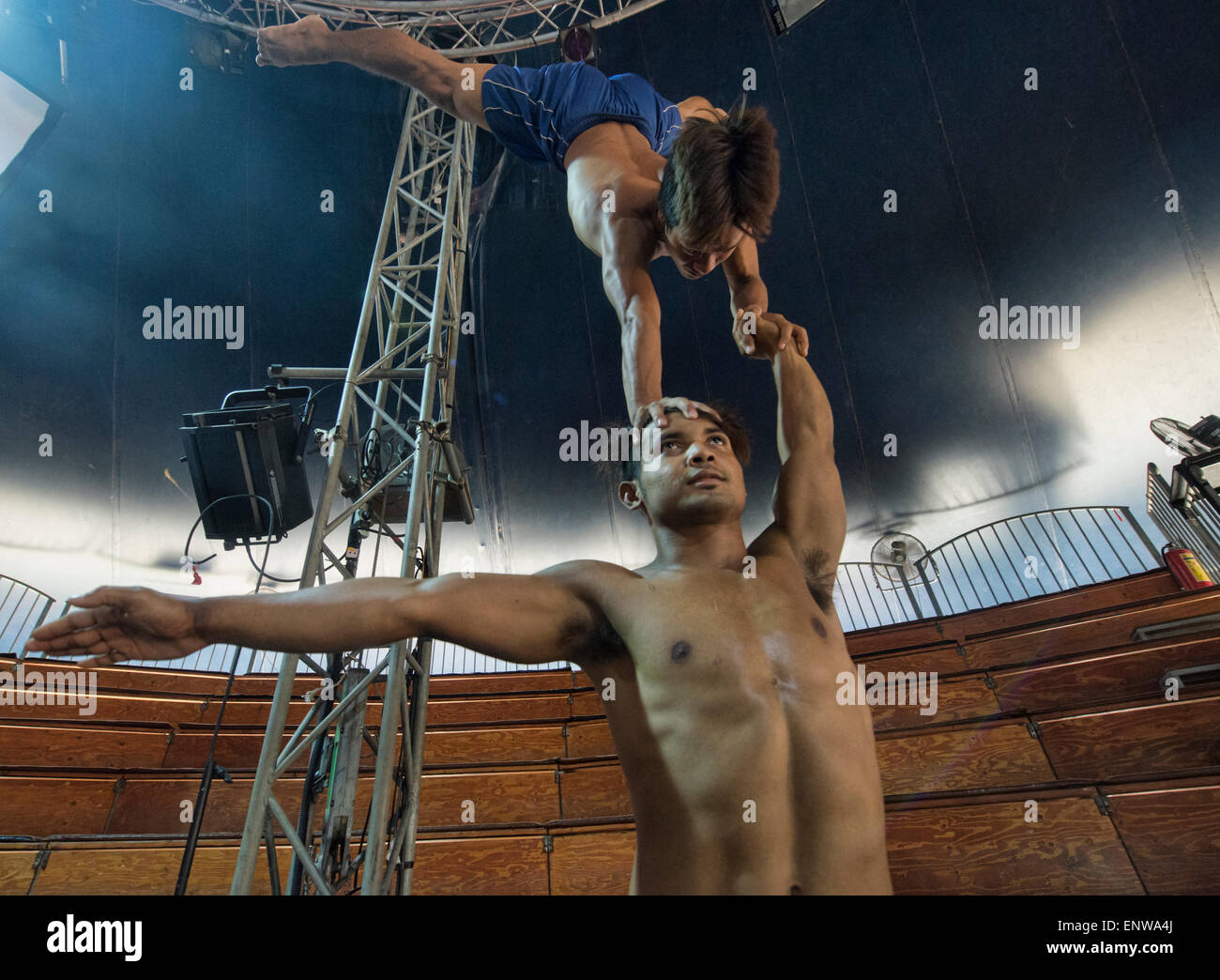 Acrobatic talent at the Phare Cambodian Circus, Siem Reap, Cambodia Stock Photo