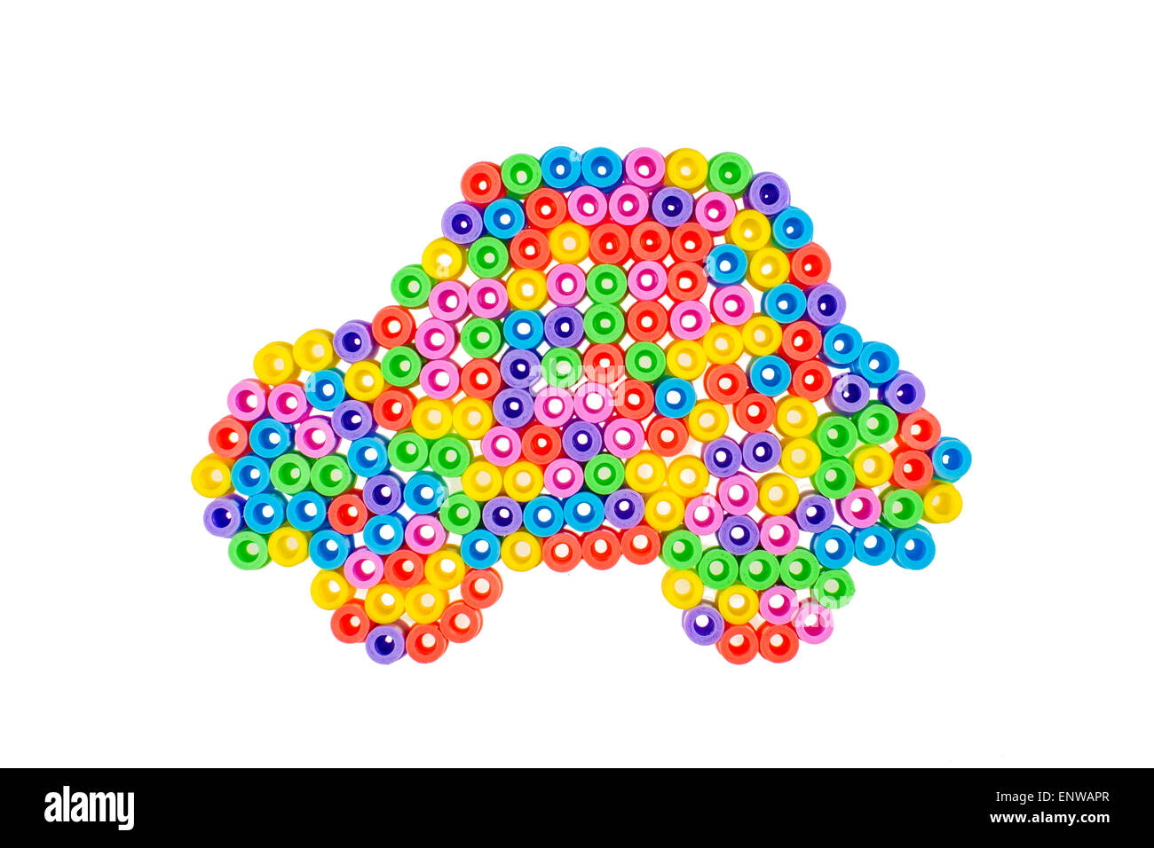 Creative car made out of colorful plastic pearls Stock Photo