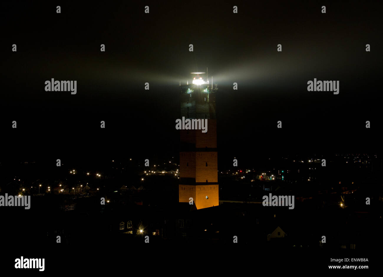 Lighthouse ´Brandaris´ on the Dutch island Terschelling in the night Stock Photo