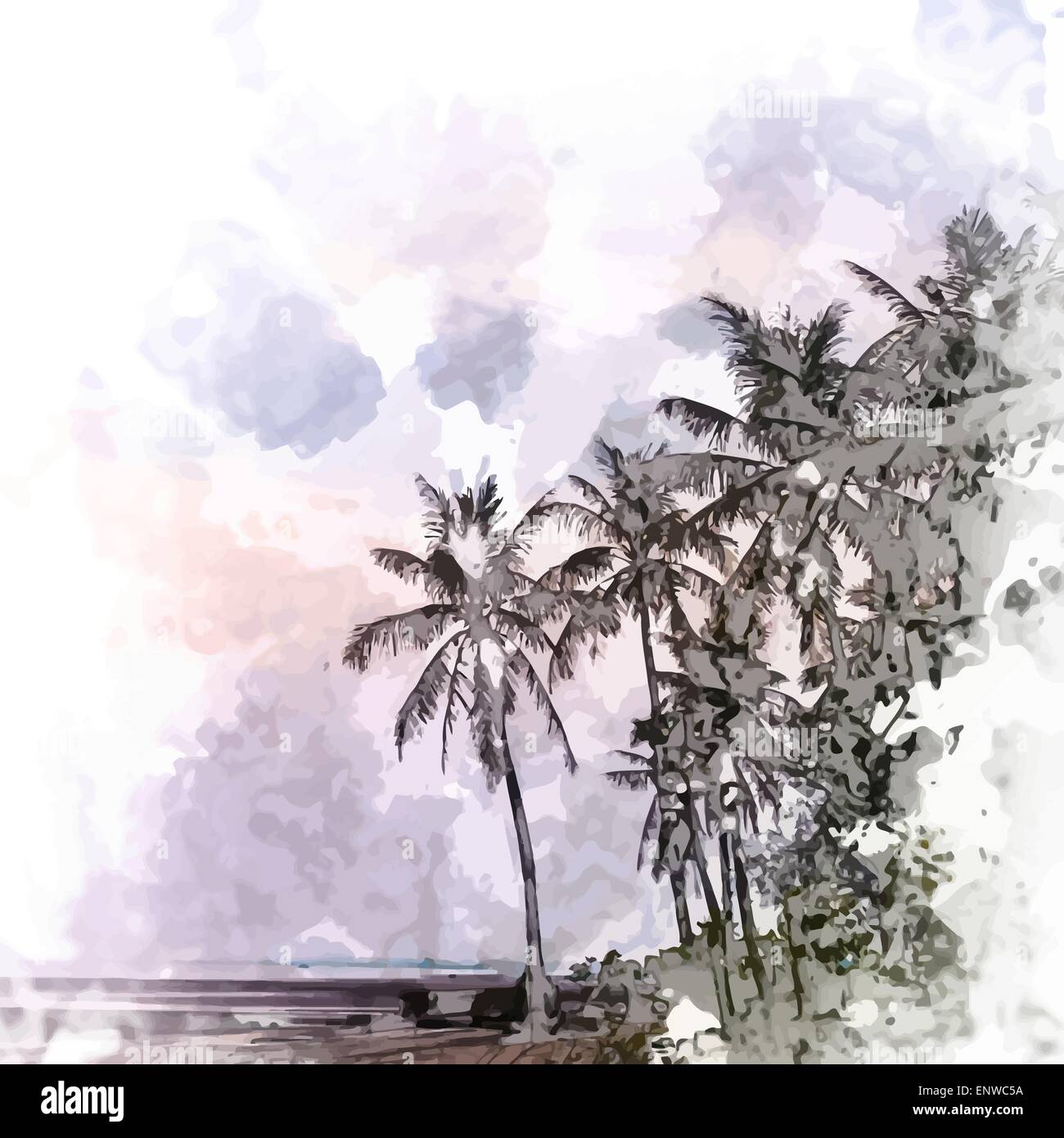 palms at sunset Stock Vector Image & Art - Alamy