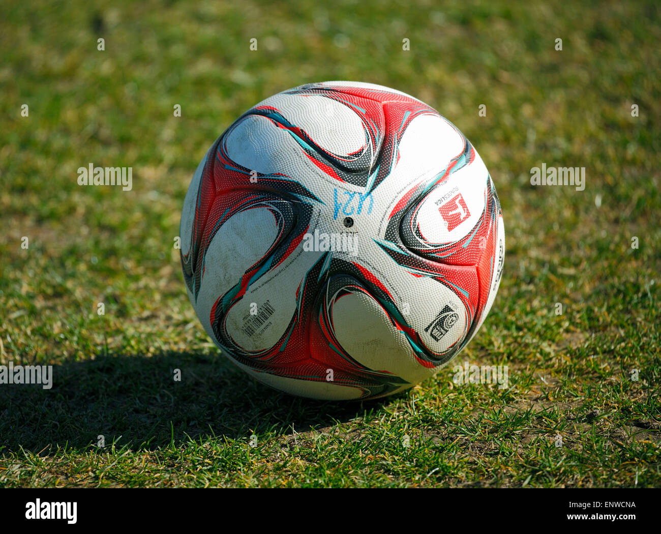 sports, football, symbolism, ball lies on the turf Stock Photo