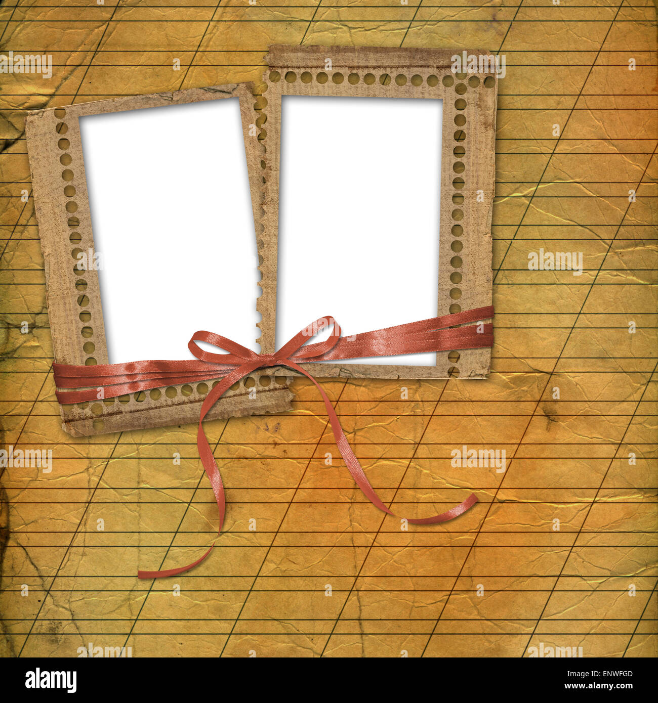 Old grunge frames with ribbons and bow on the abstract background Stock ...