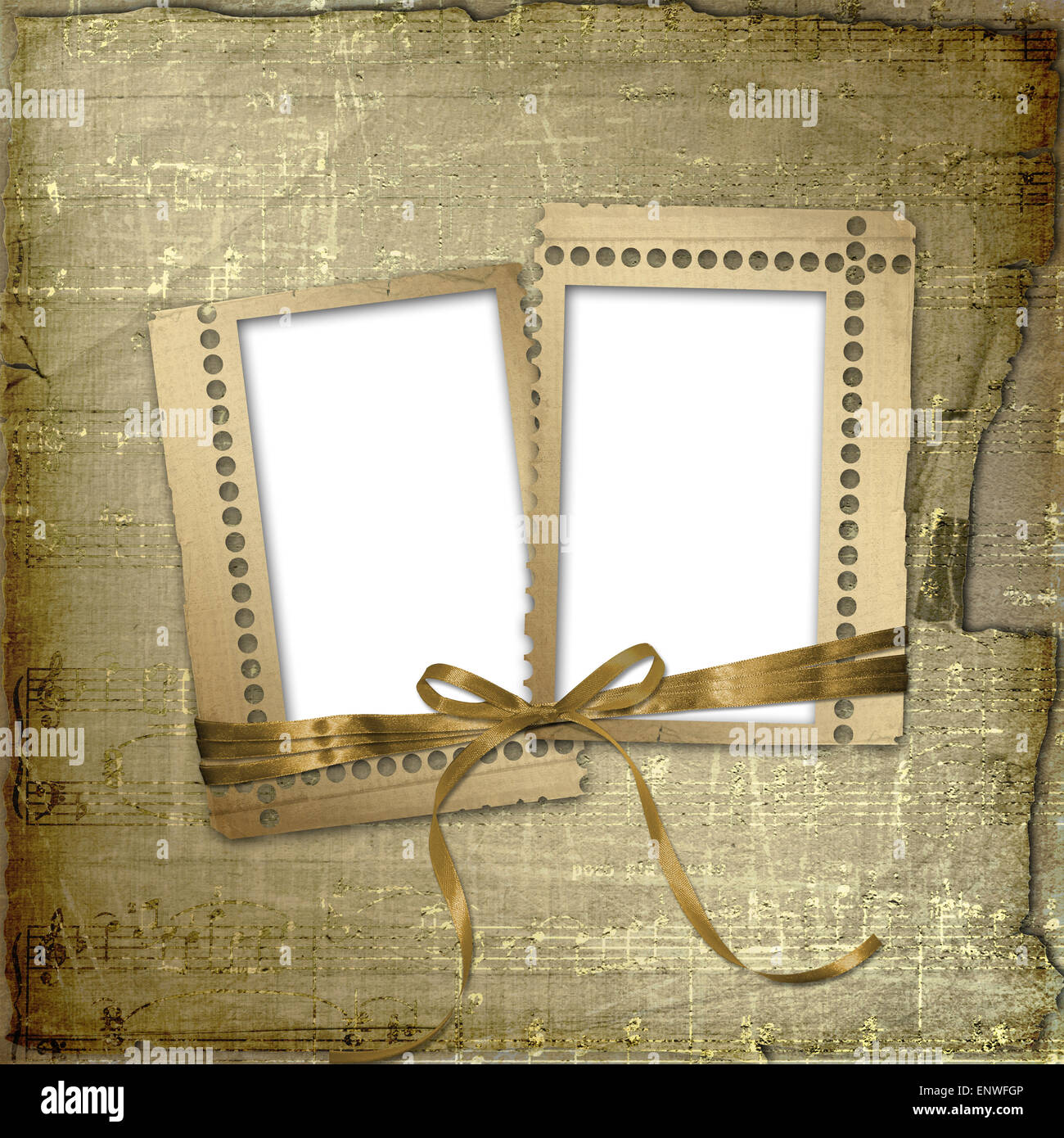 Grunge frames with ribbon and bow on the abstract background Stock ...
