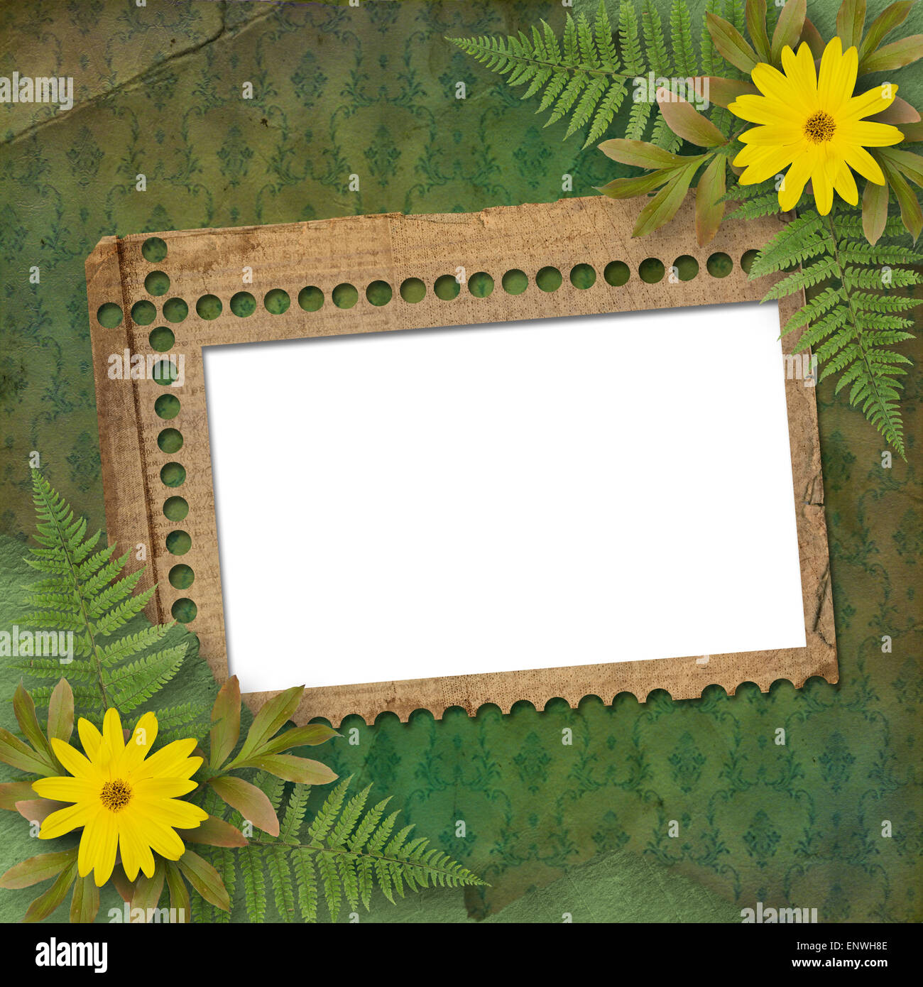 Grunge frame with bunch of flower on the abstract background Stock ...