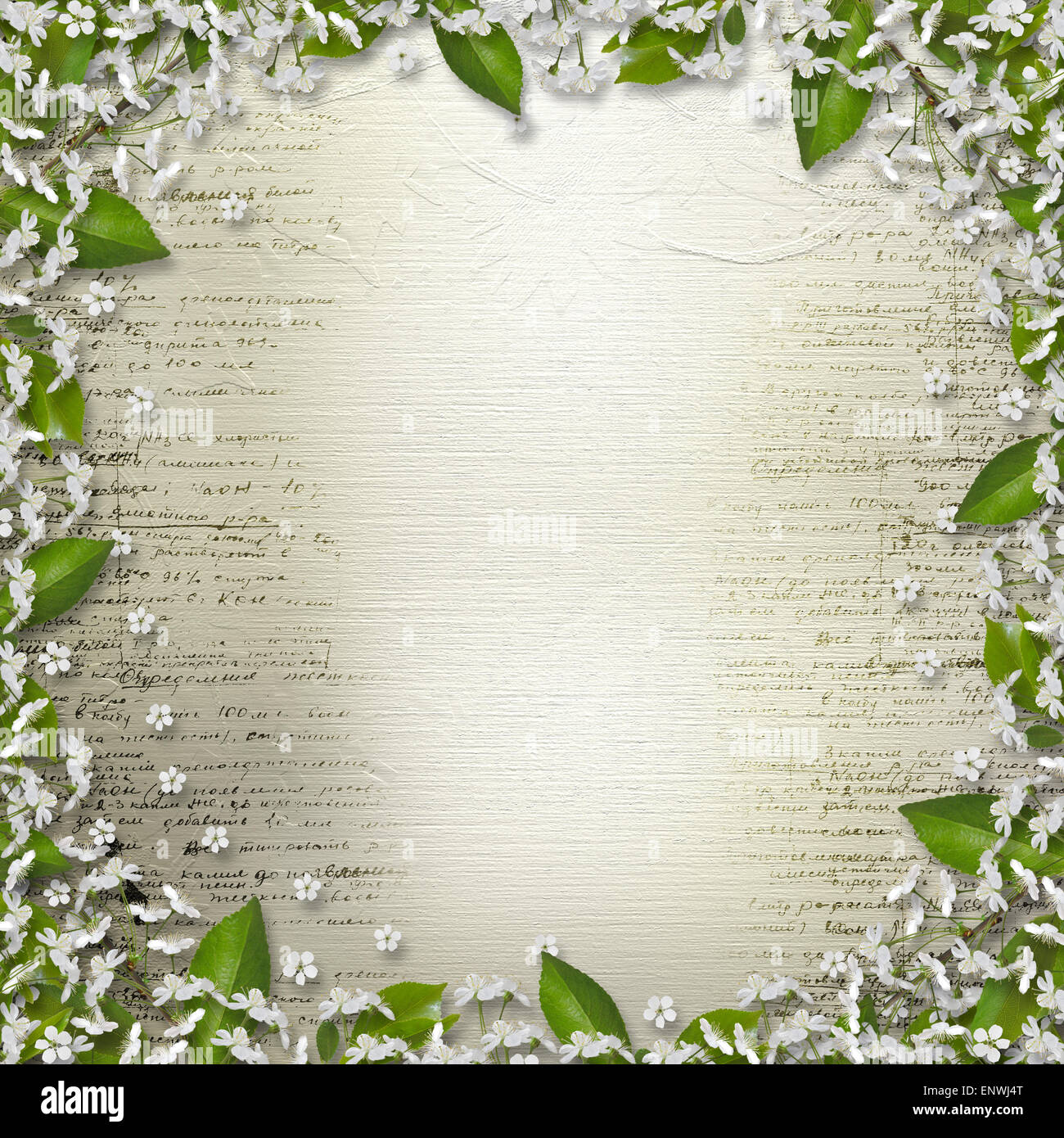 Writing abstract background with floral beautiful bouquet Stock Photo