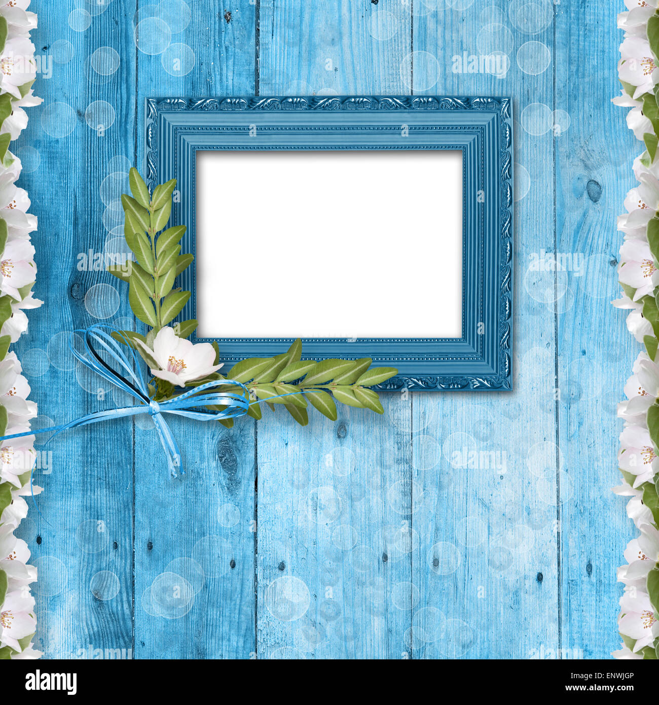 Grunge frame with bunch of flower on the wooden background Stock Photo ...