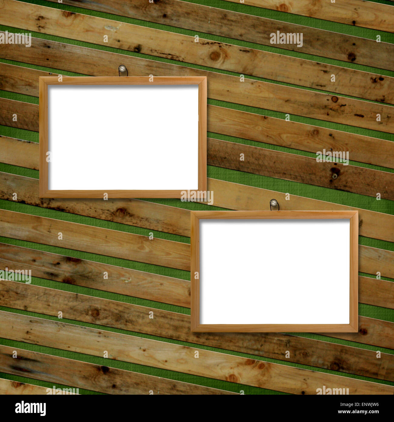 Two  Wooden frameworks for portraiture on the abstract background Stock Photo