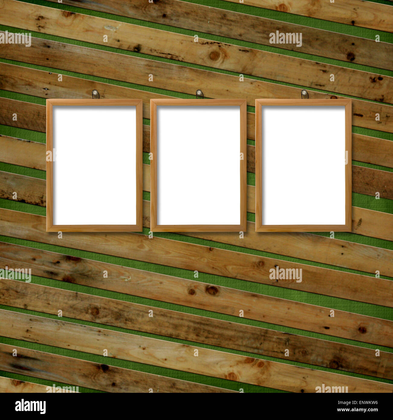 Three  Wooden frameworks for portraiture on the abstract background Stock Photo