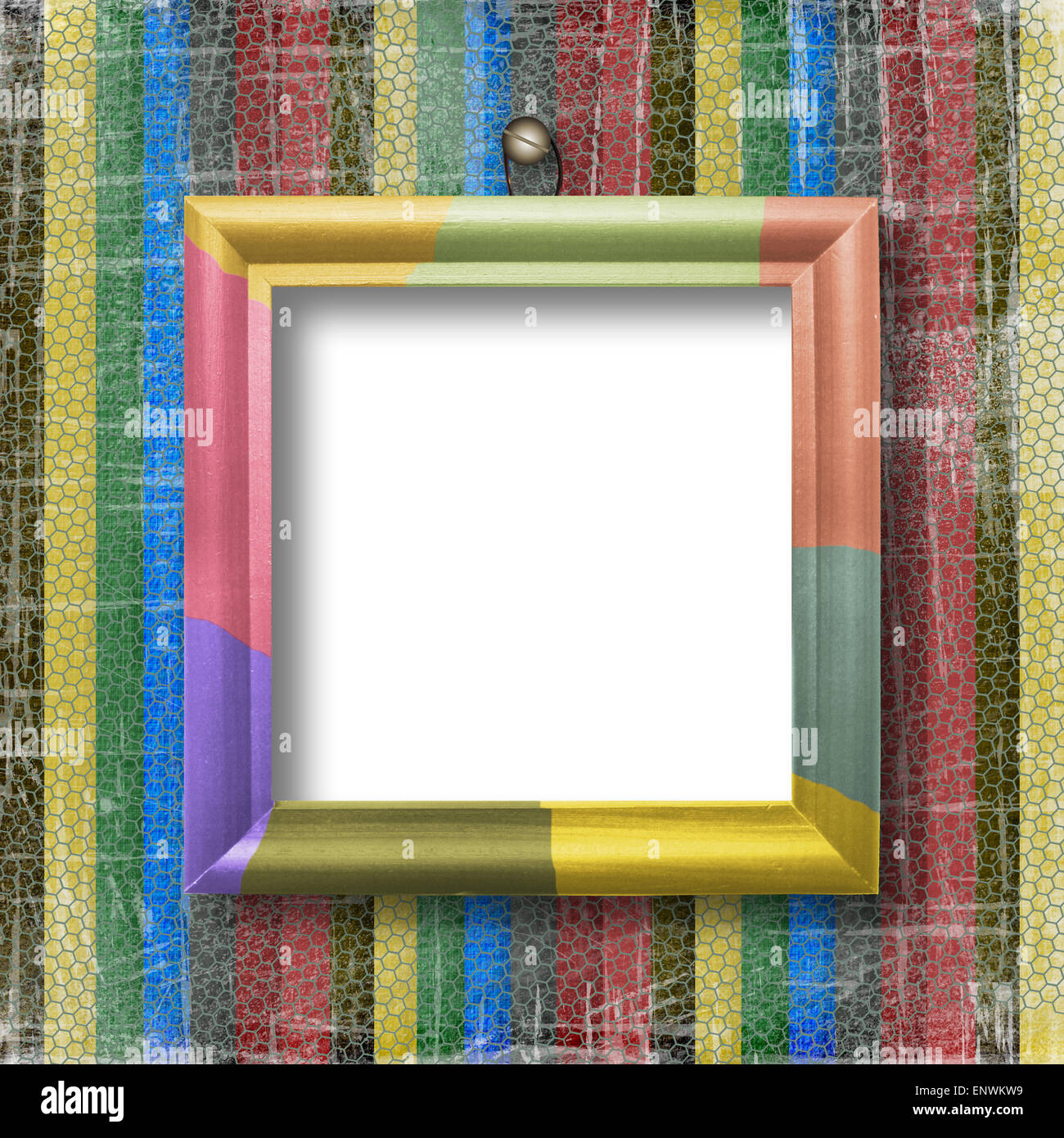 striped scratch background with wooden multicolored frame Stock Photo ...