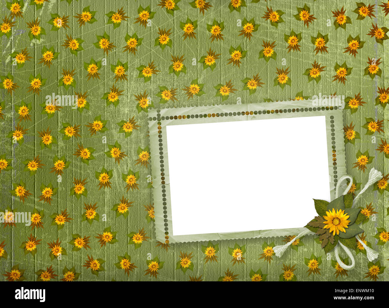 Card for greeting or congratulation on the green floral background