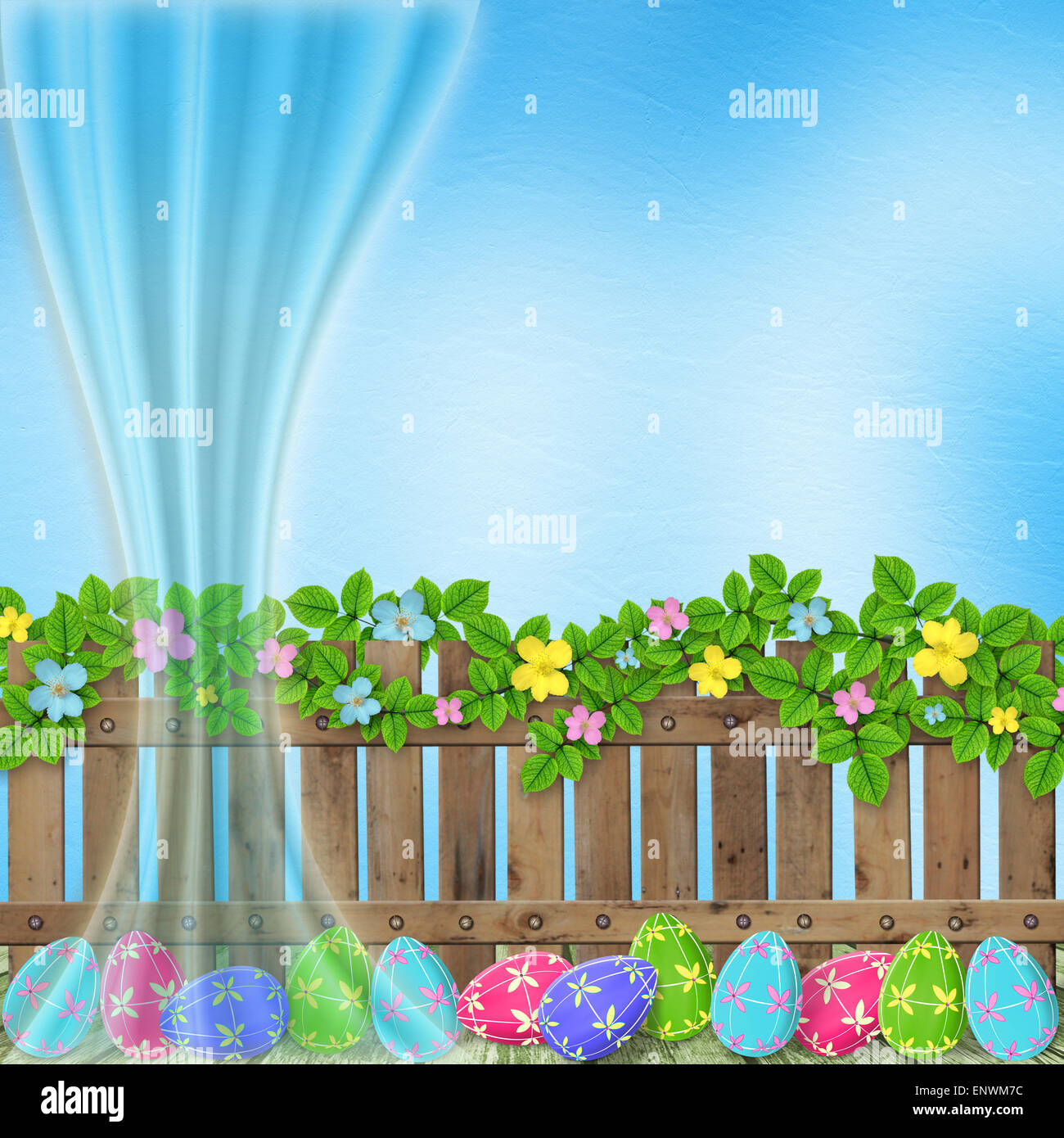 Pastel background with colored eggs to celebrate Easter Stock Photo Alamy