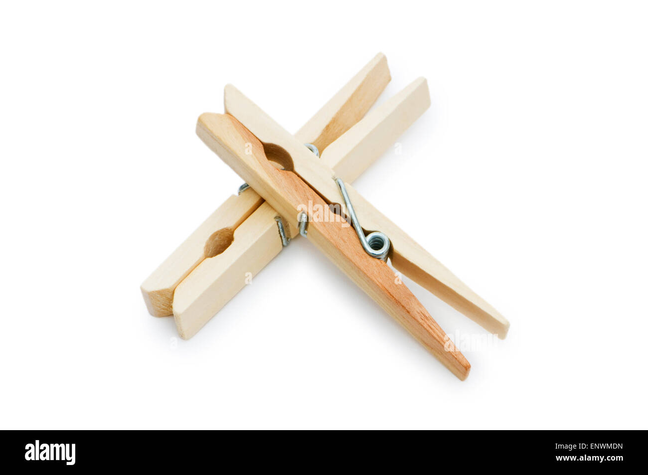 Various pegs isolated on the white background Stock Photo - Alamy
