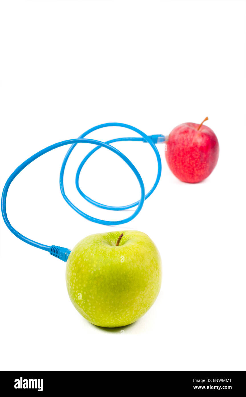 Conceptual poto with apples and wire Stock Photo