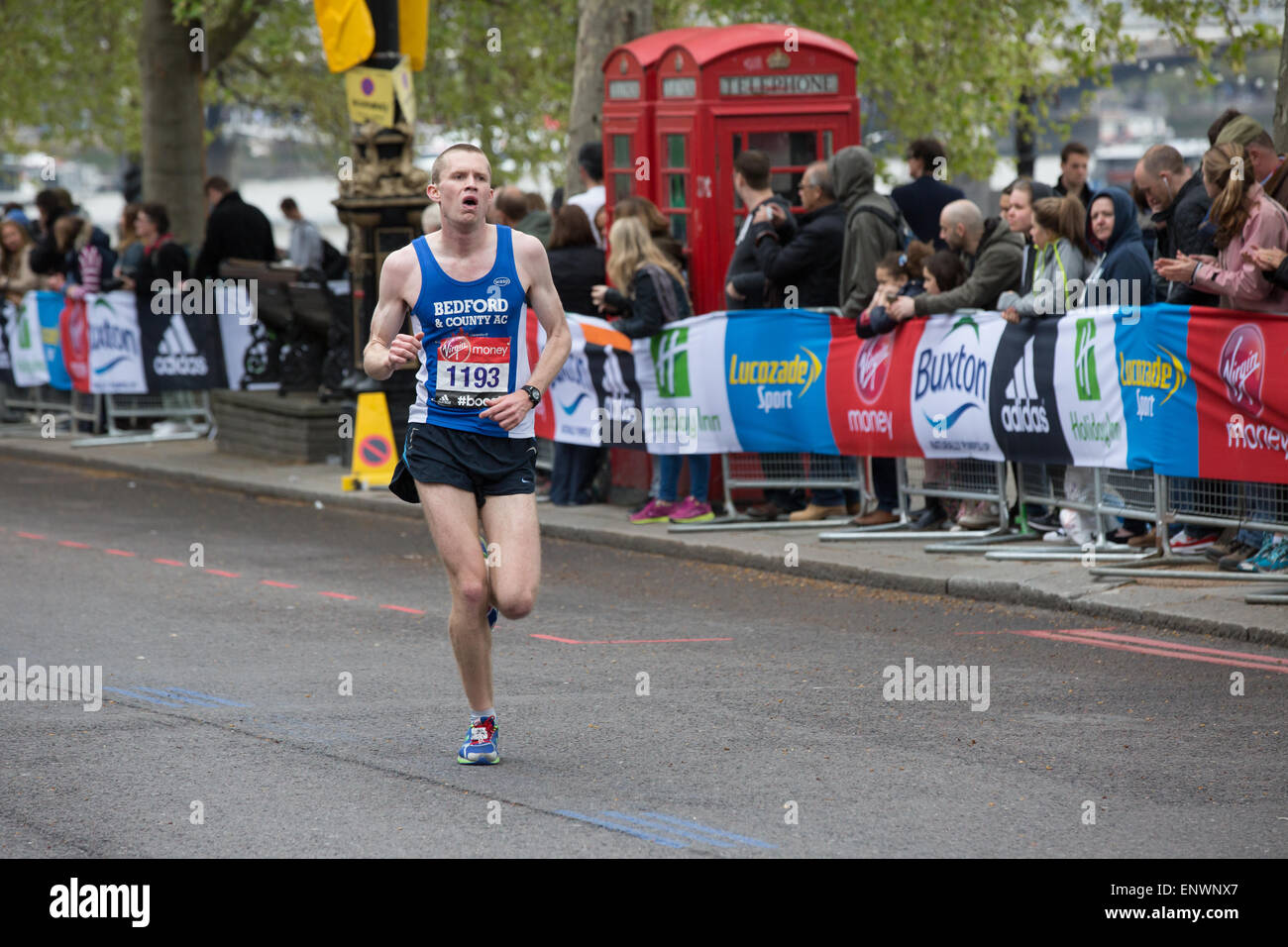 Will Mackay in the Virgin London Marathon 2015, finished 2:26:34 in 29th place. Stock Photo