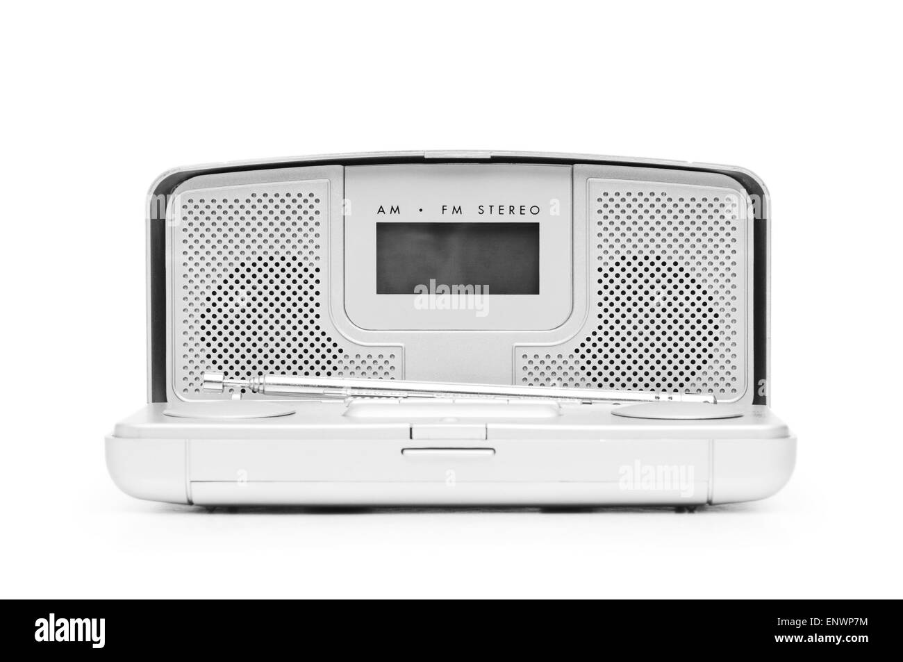 Silver radio isolated on the white background Stock Photo