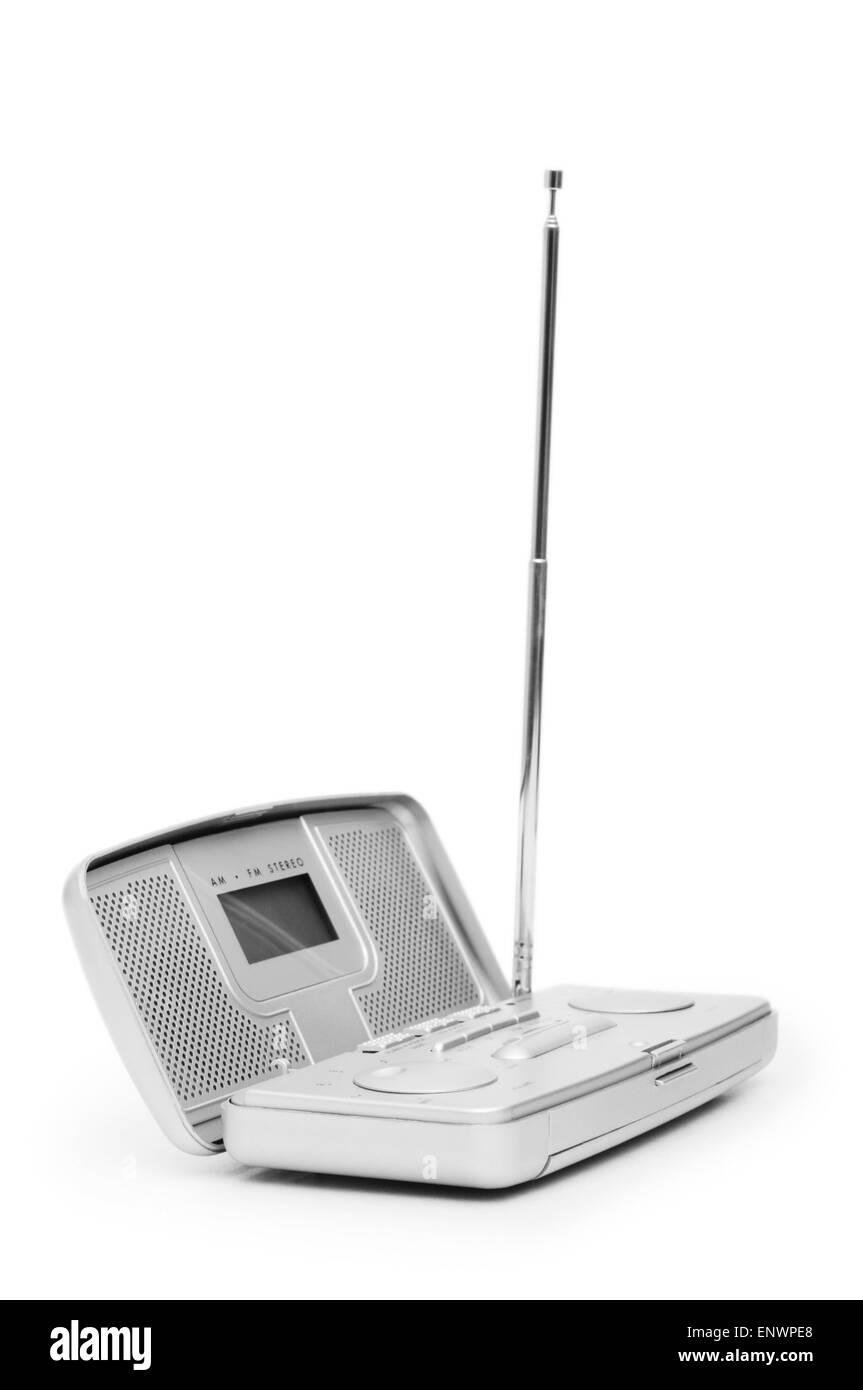 Silver radio isolated on the white background Stock Photo