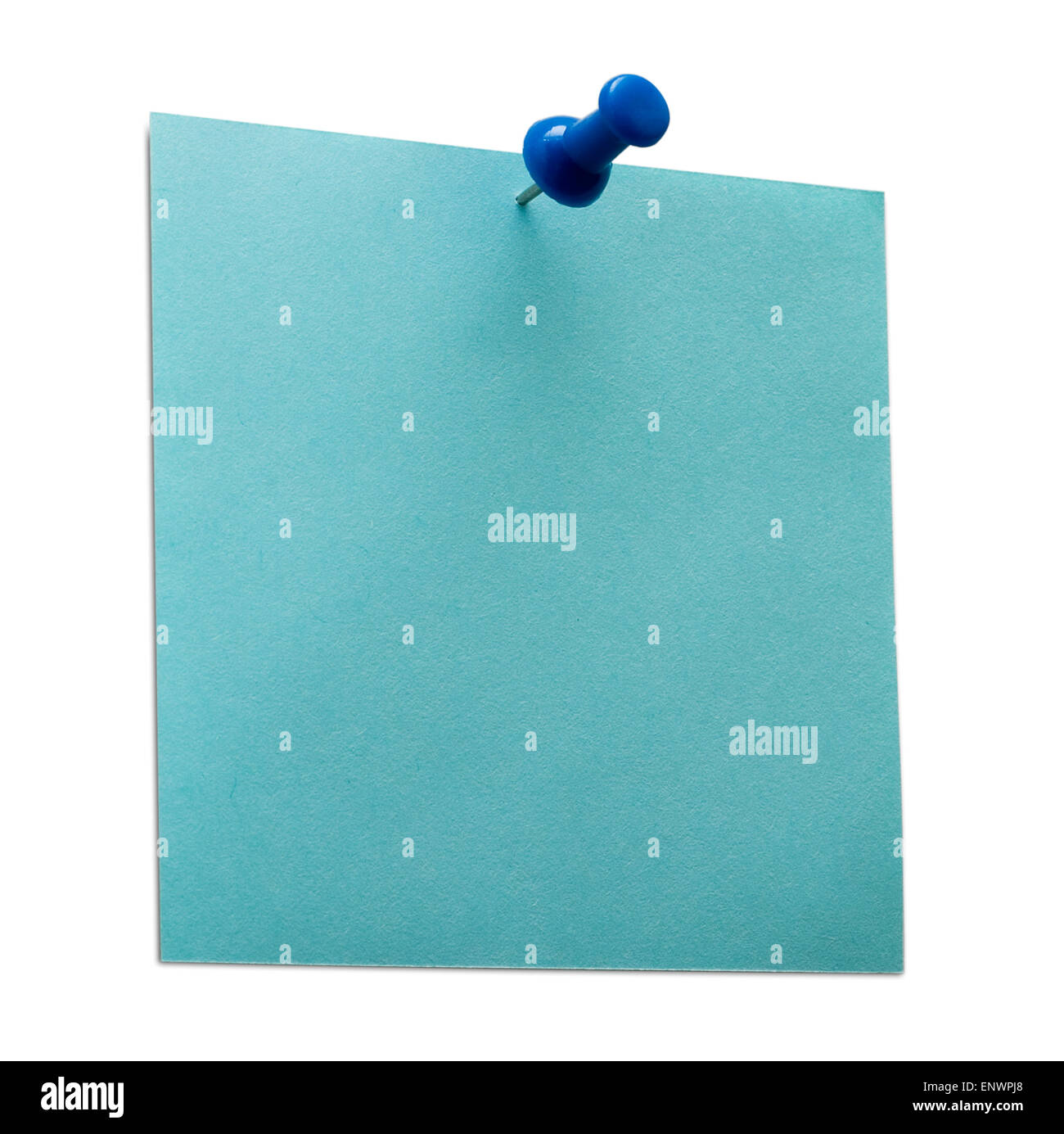 A blue post it note with spin isolated with clipping path. Studio light