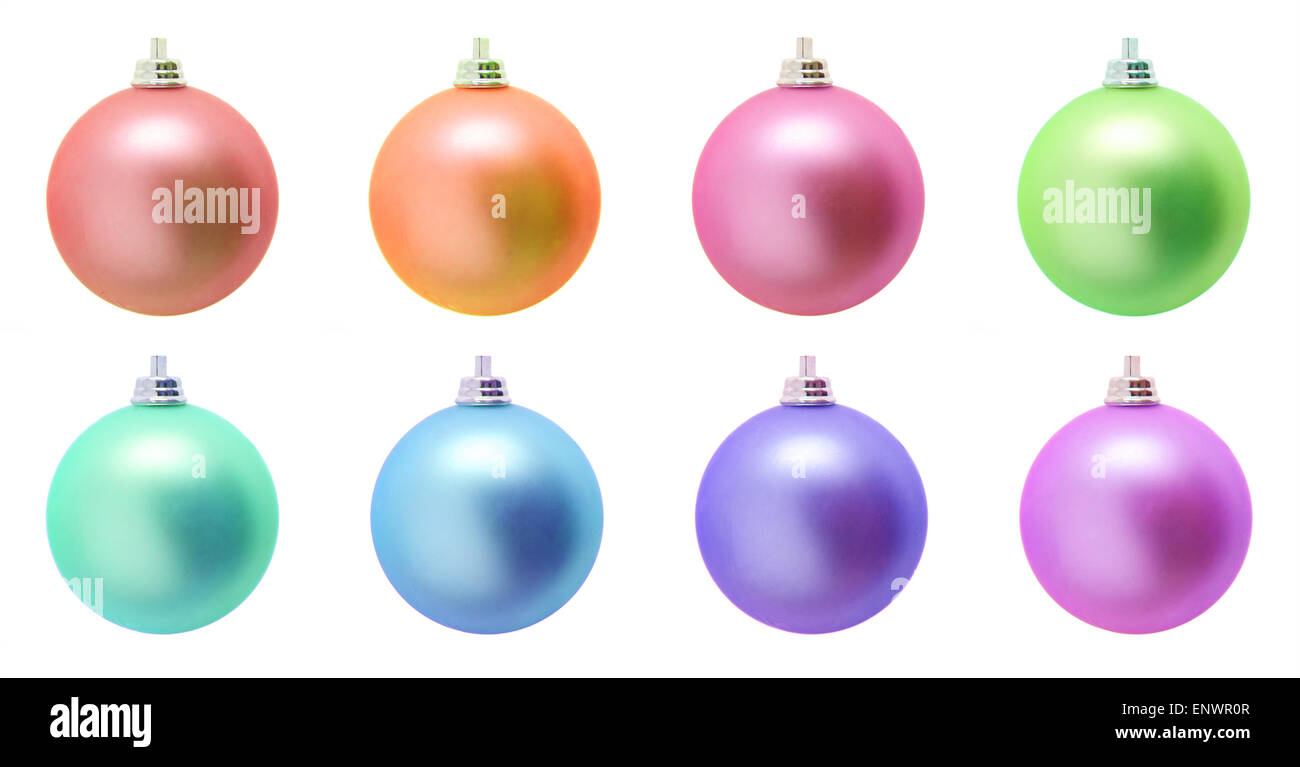 Set of Christmas bright flashing colored balls Stock Photo