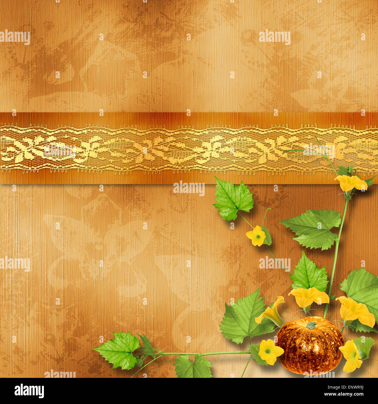 Grunge papers design in scrapbooking style with autumn foliage Stock Photo