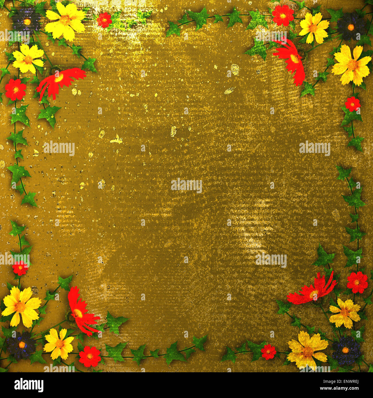 Abstract grunge background with bunch of flowers Stock Photo - Alamy