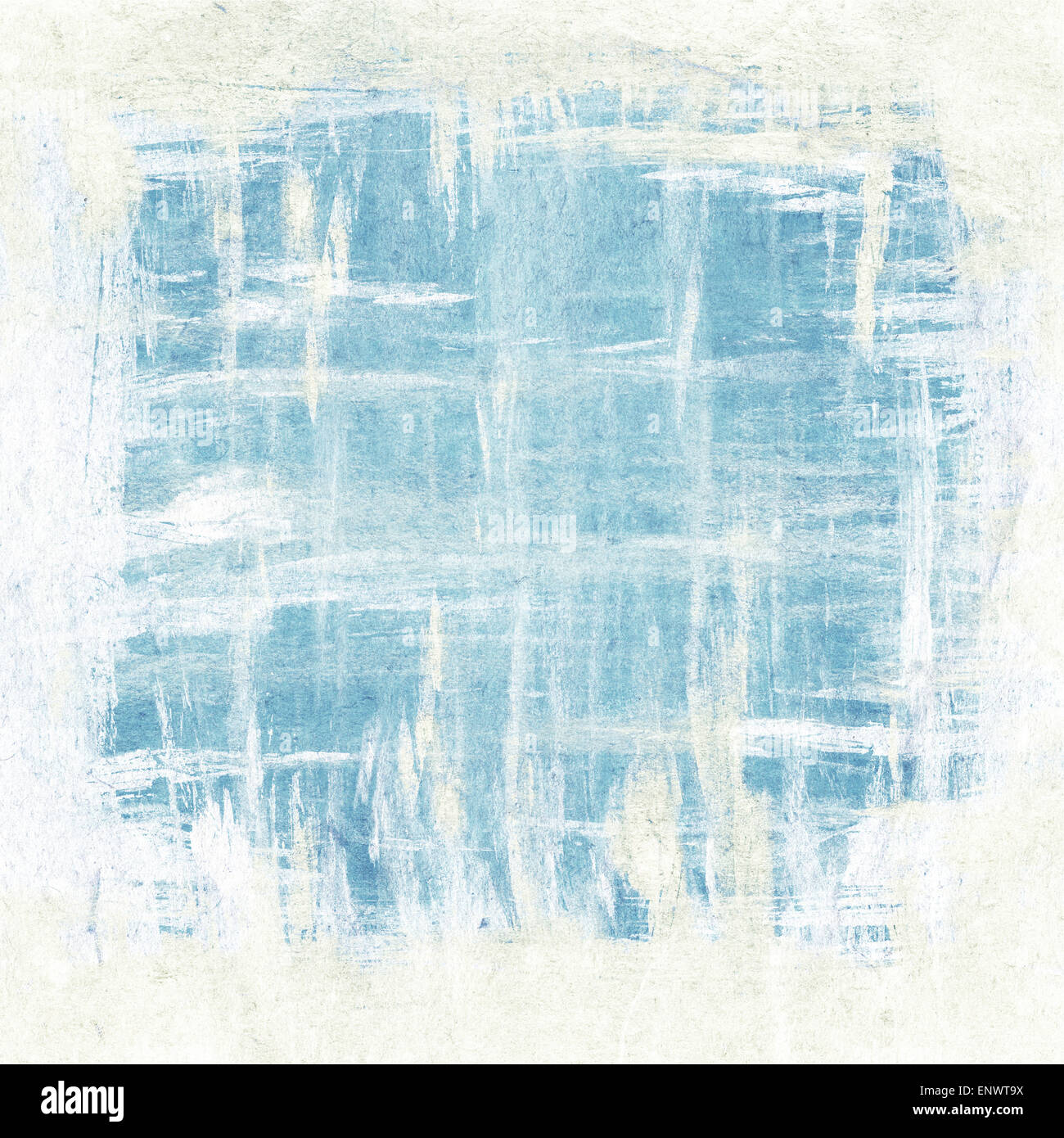 Abstract brush strokes painting, blue and white colors. Watercolor background Stock Photo