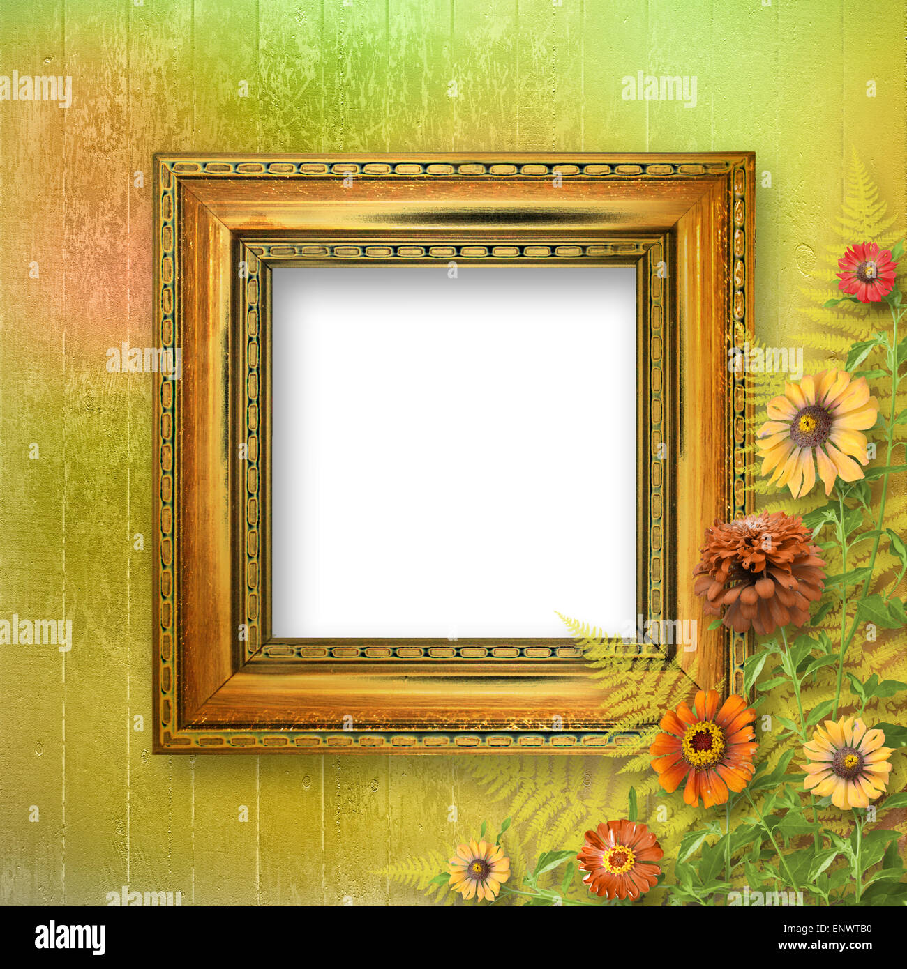 grunge frame for interior with bunch of flowers Stock Photo - Alamy