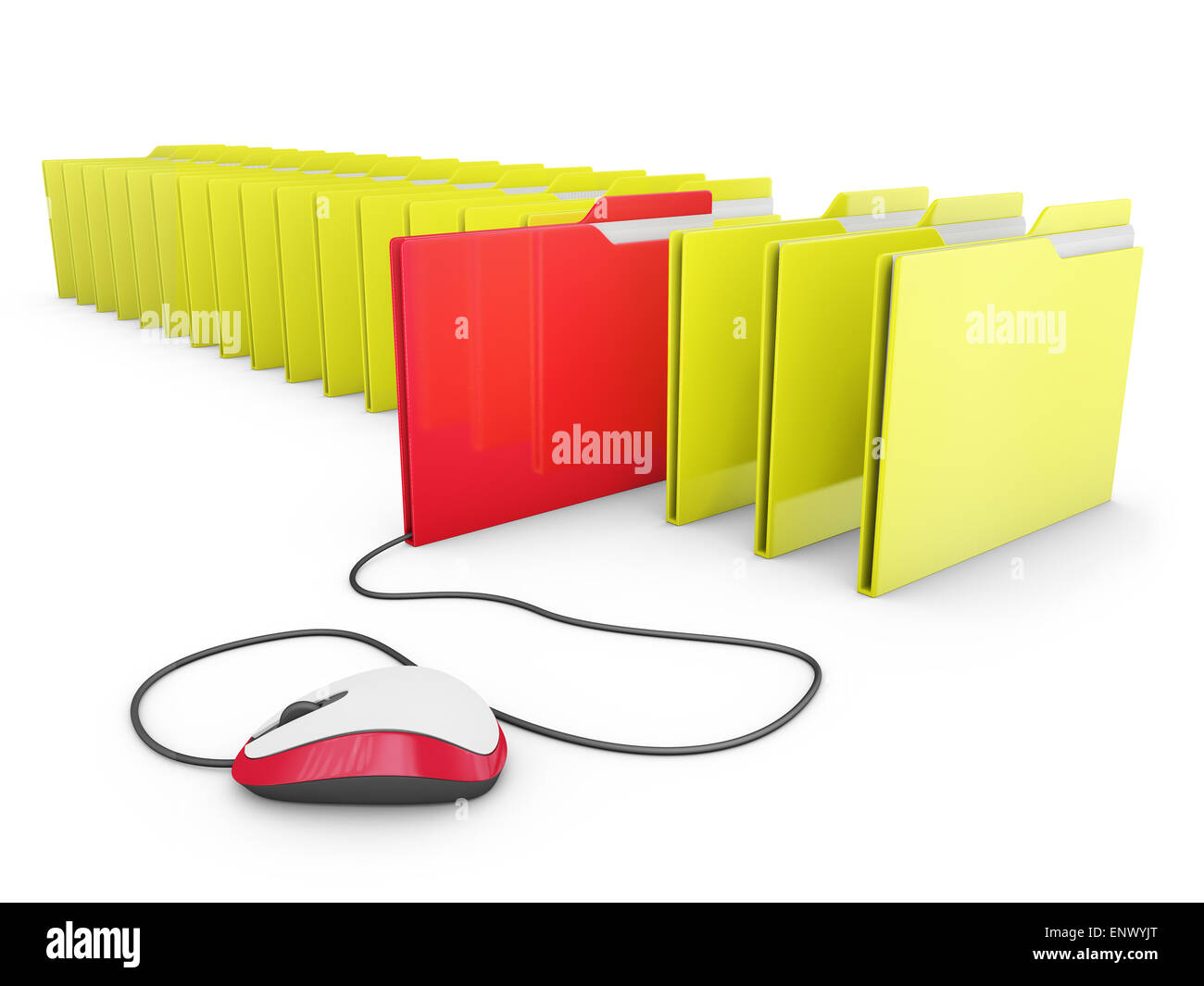 computer mouse connected to one of the folders Stock Photo Alamy
