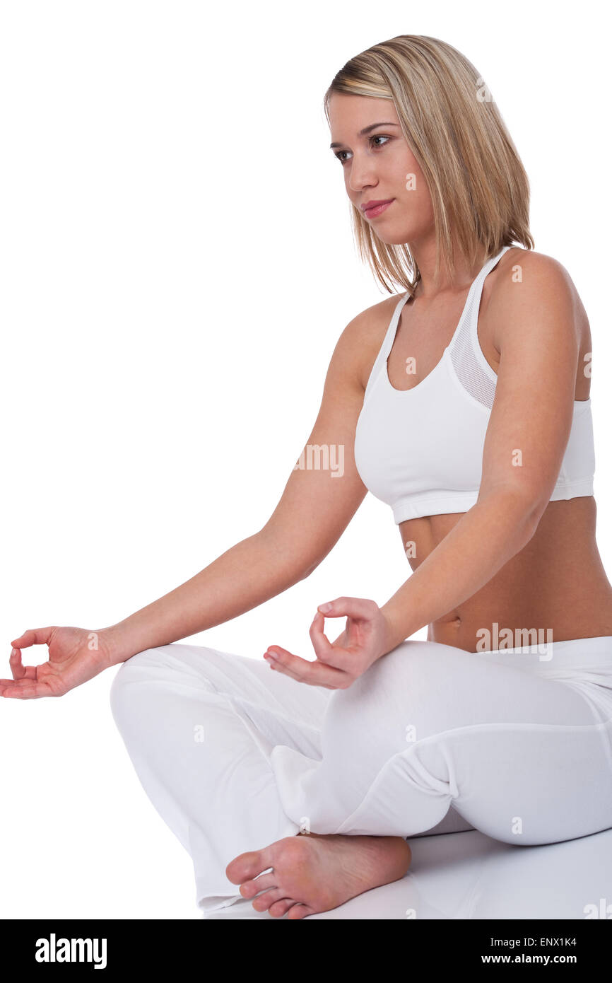 Fitness series - Blond woman in yoga position Stock Photo