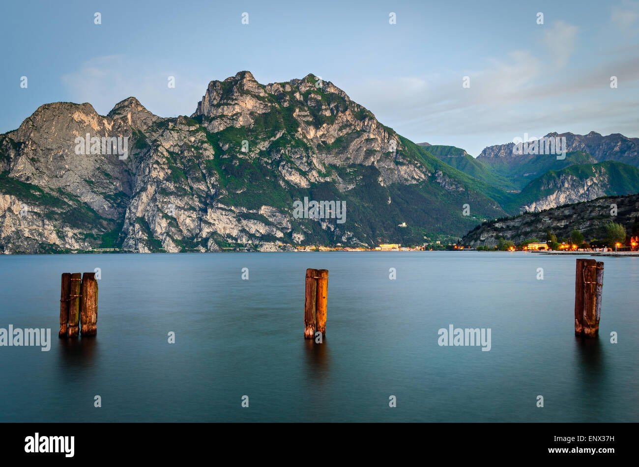 Lago di Garda, view from Torbole at early morning Stock Photo
