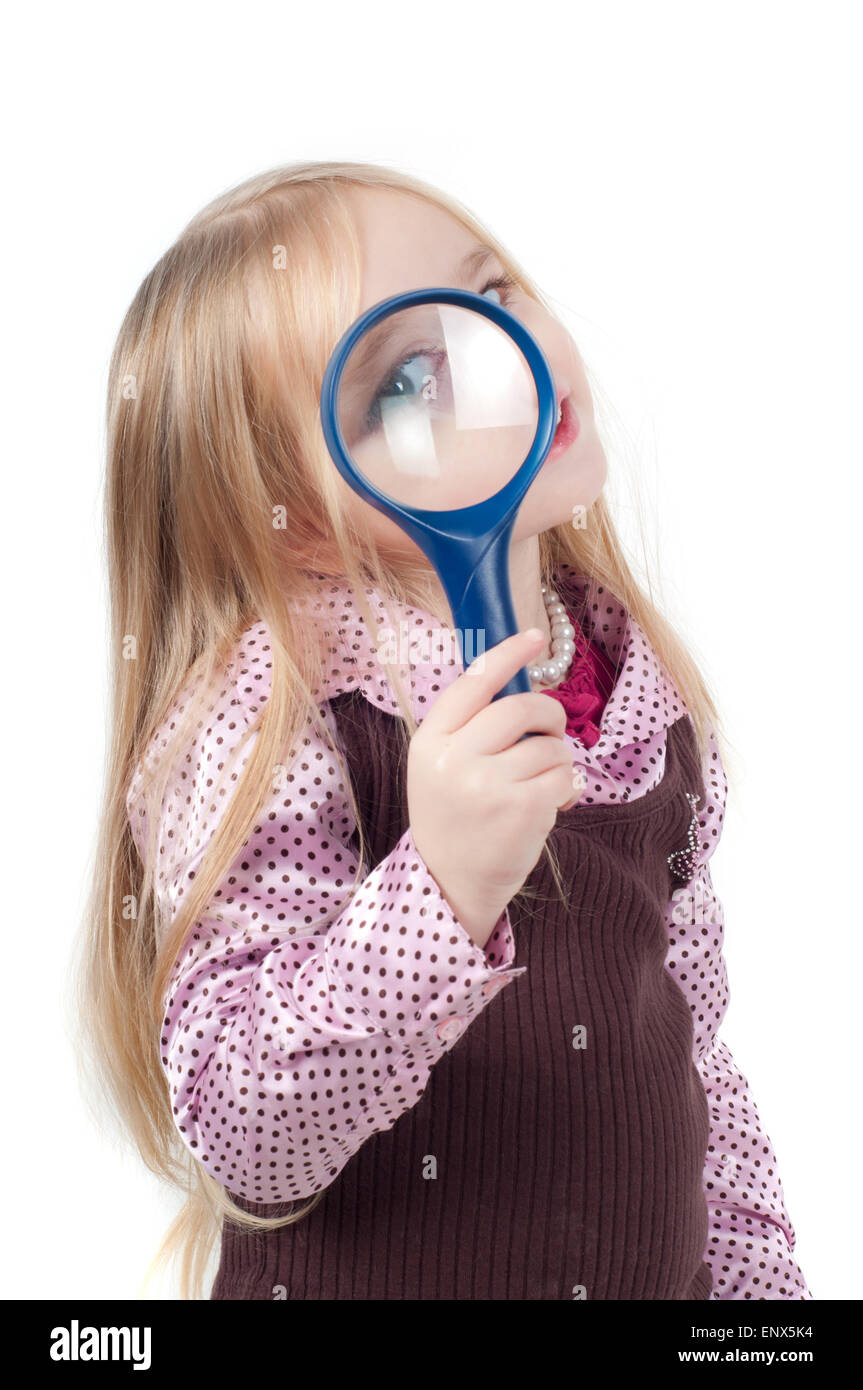 Portrait of little cute girl with long hair Stock Photo - Alamy