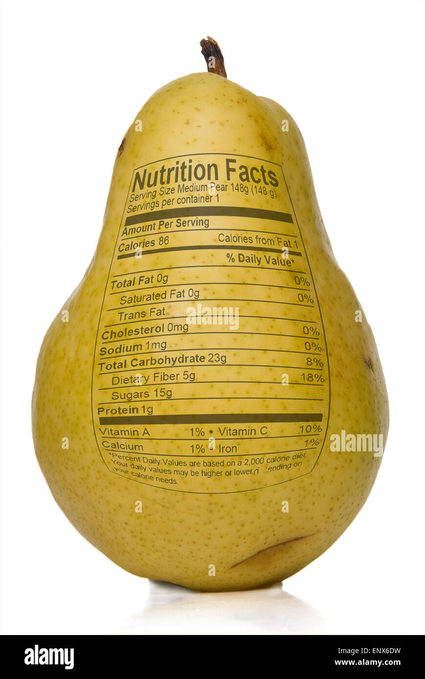 Pear Nutrition Facts Stock Photo