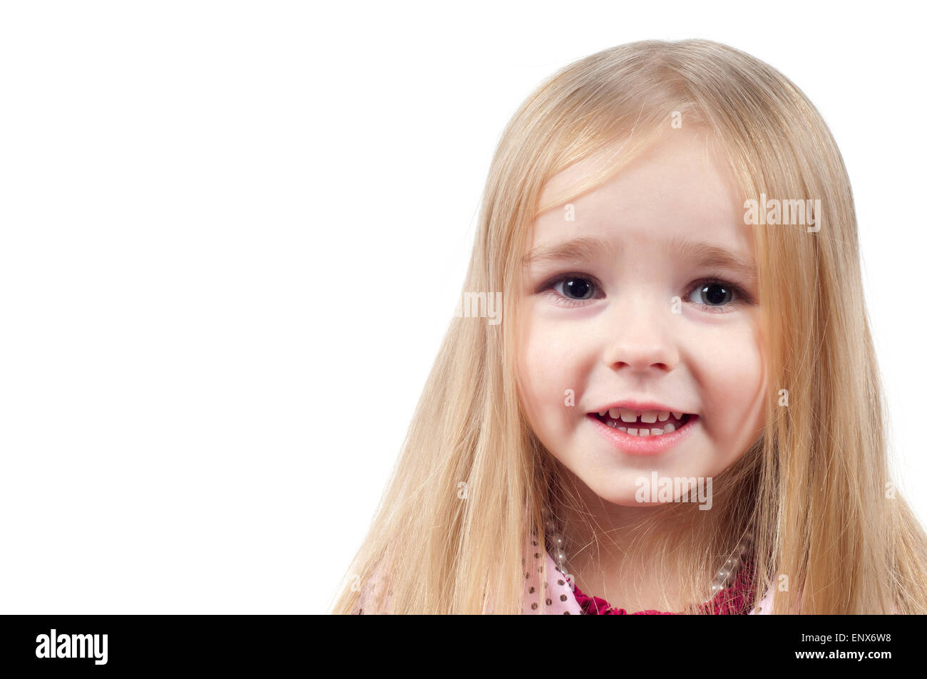 Portrait of little cute girl with long hair Stock Photo - Alamy