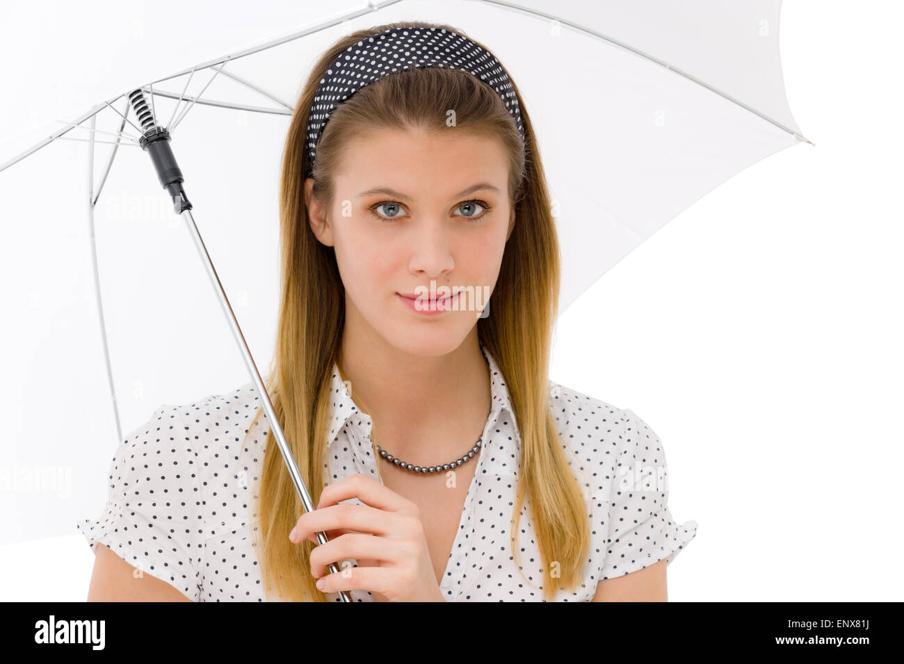 Fashion young woman umbrella designer clothes Stock Photo Alamy