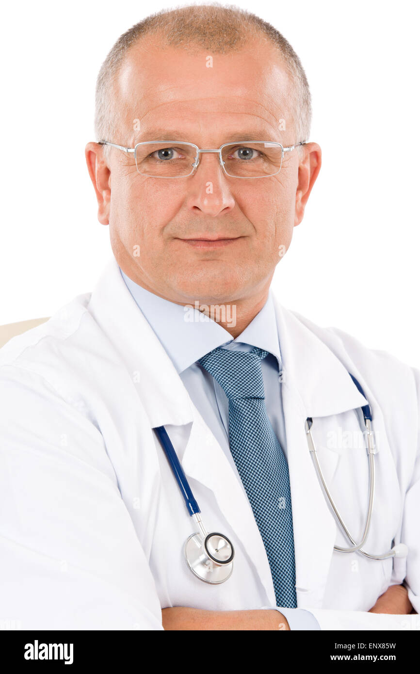 Mature doctor male with stethoscope professional Stock Photo - Alamy
