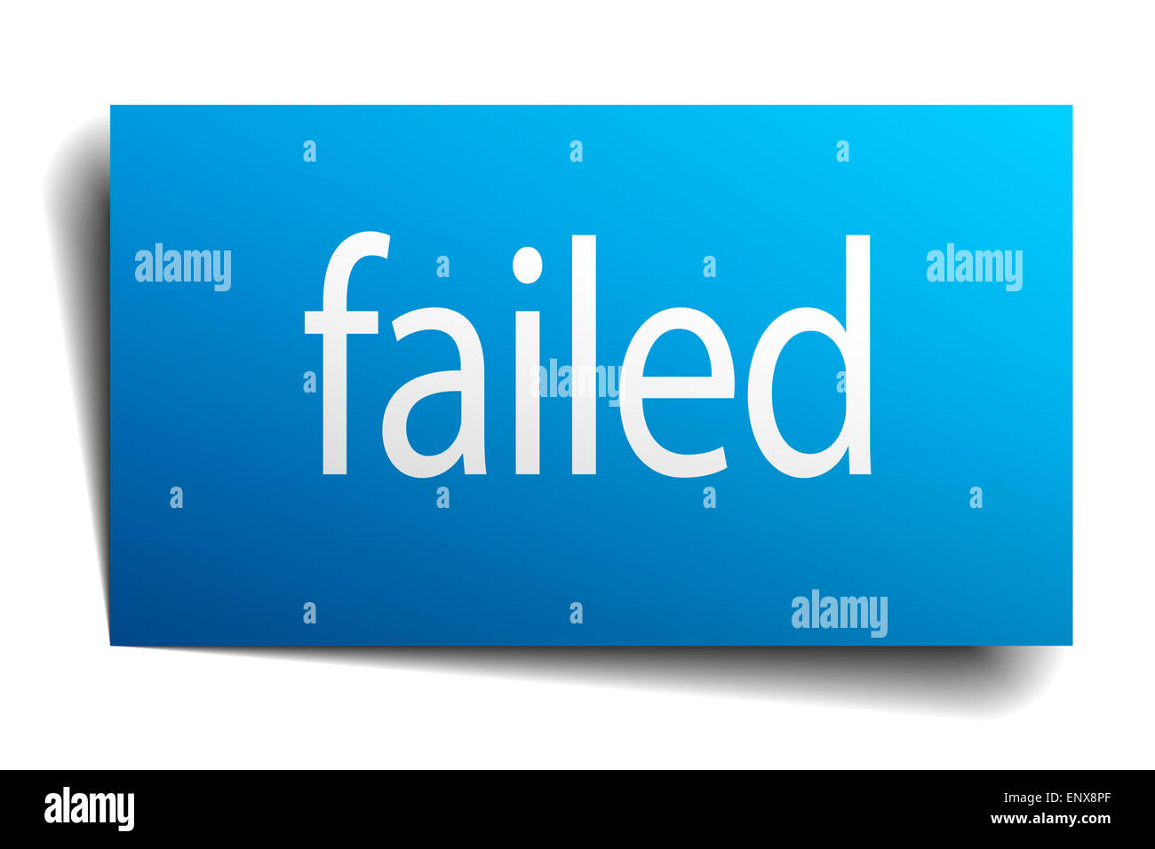 failed blue paper sign on white background Stock Photo - Alamy