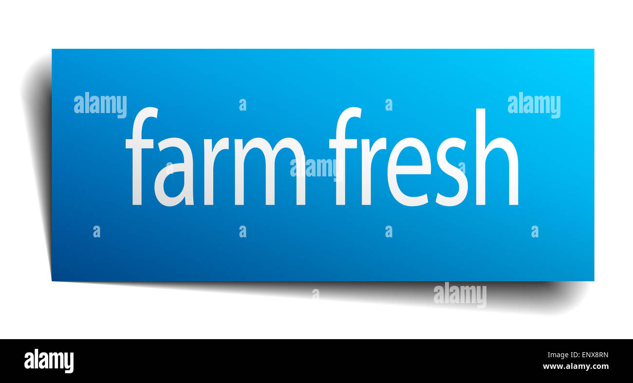 Paper Sign Farm farm fresh blue paper sign on white background Stock Photo - Alamy