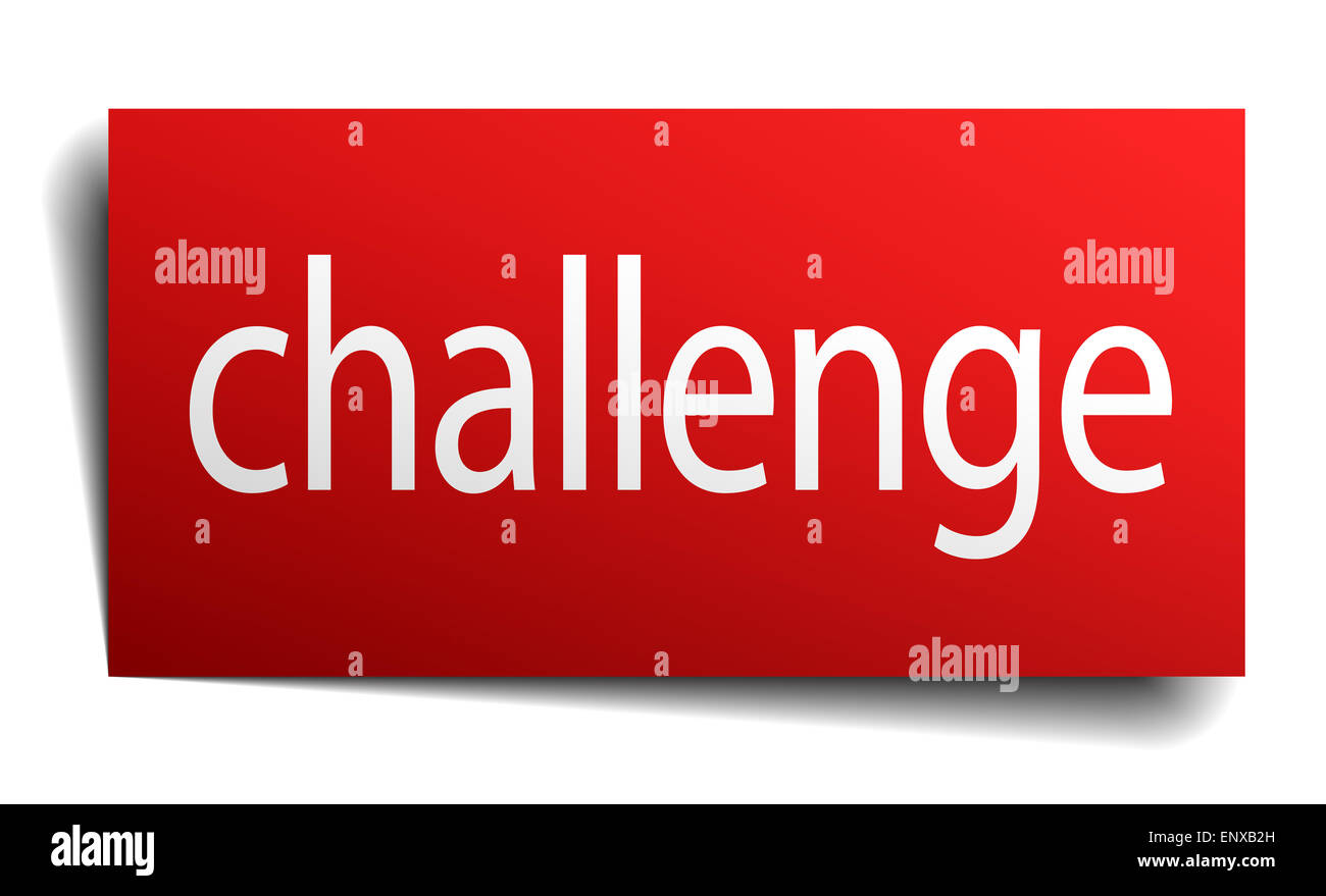 challenge red paper sign isolated on white Stock Photo - Alamy