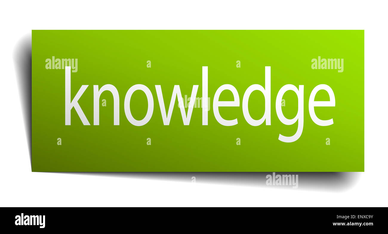 knowledge green paper sign isolated on white Stock Photo - Alamy