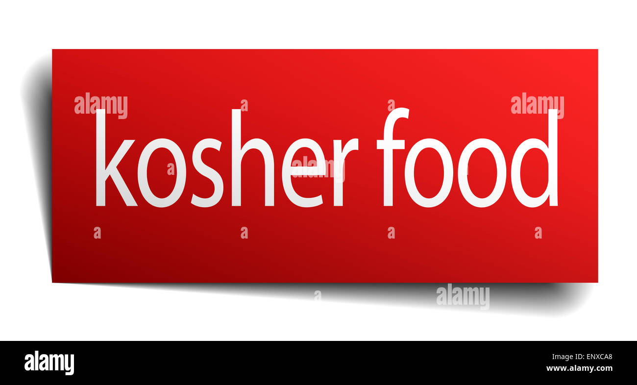 kosher food red square isolated paper sign on white Stock Photo - Alamy